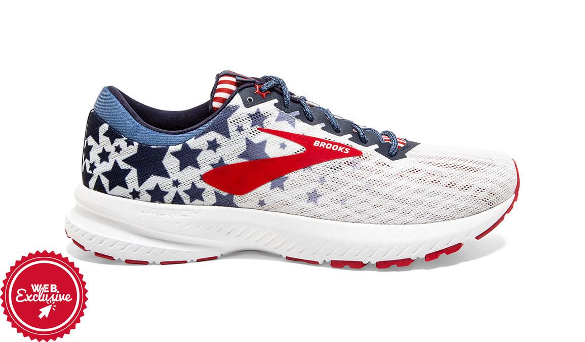 brooks red white and blue sneakers