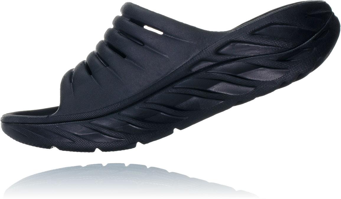 hoka one one black ora recovery slides
