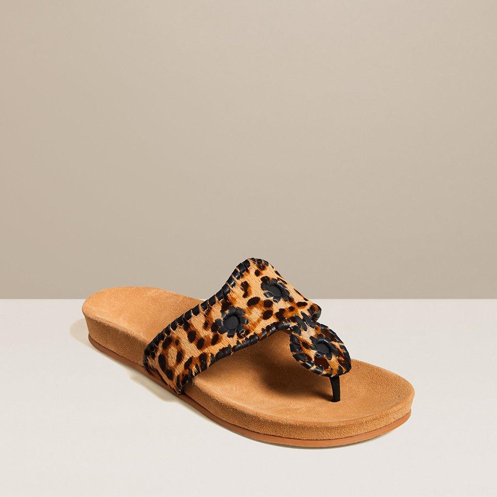 Jack Rogers Leather Jacks Haircalf Comfort Sandal in Leopard Print (Brown) - Lyst