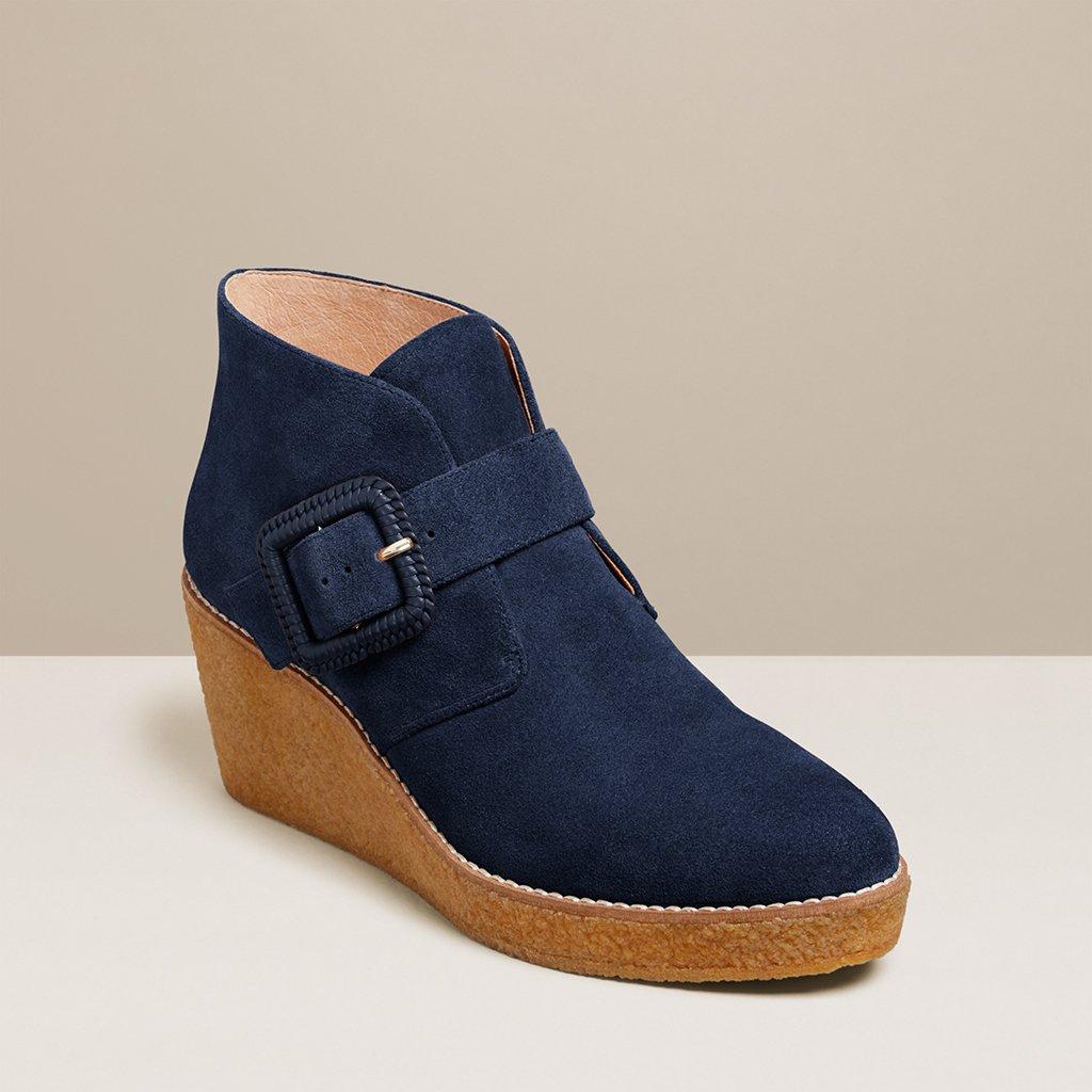 Jack Rogers Izzie Suede Wedge Booties in Midnight (Blue) Lyst