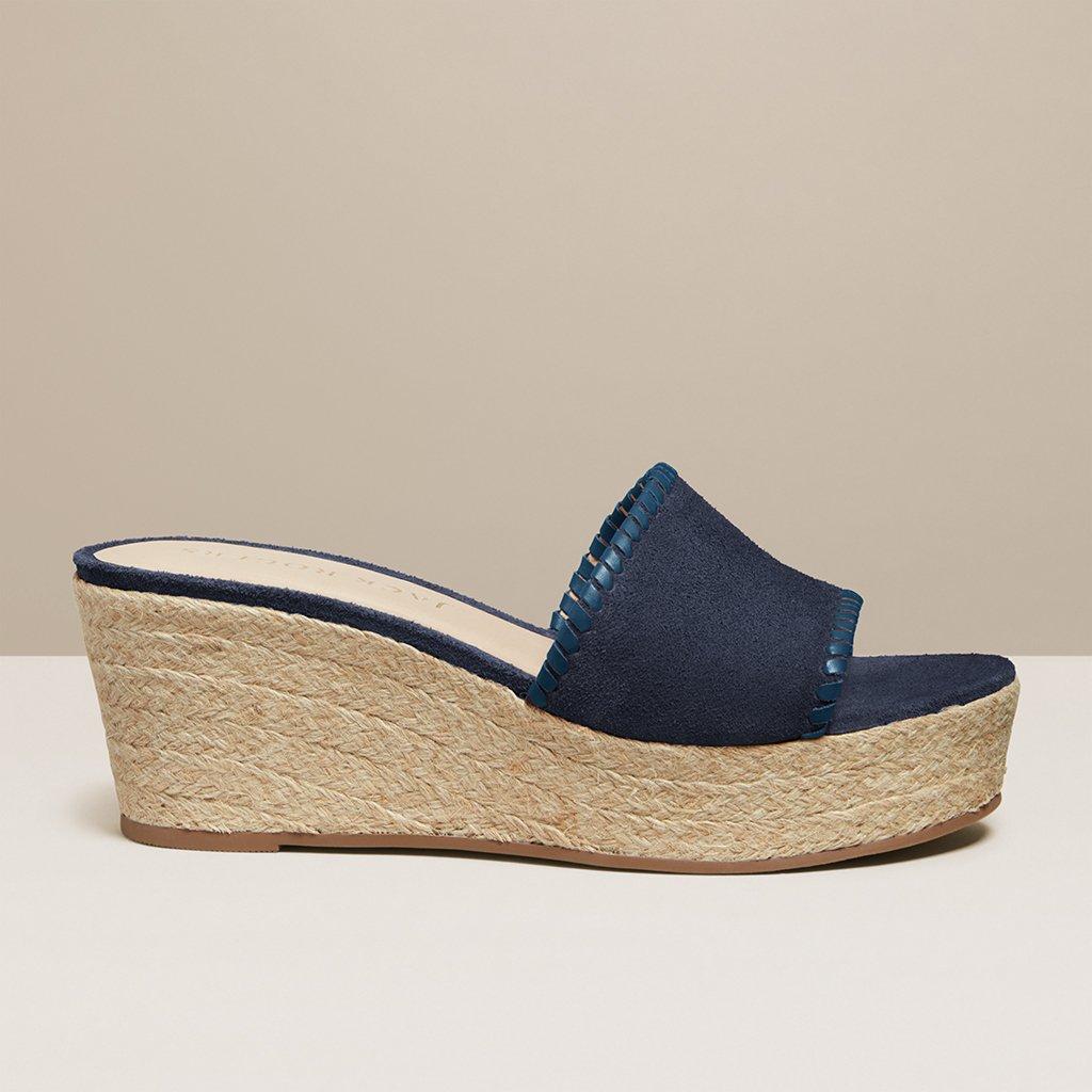 Jack Rogers Palmer Suede Slide Wedge in Midnight (Blue) - Lyst