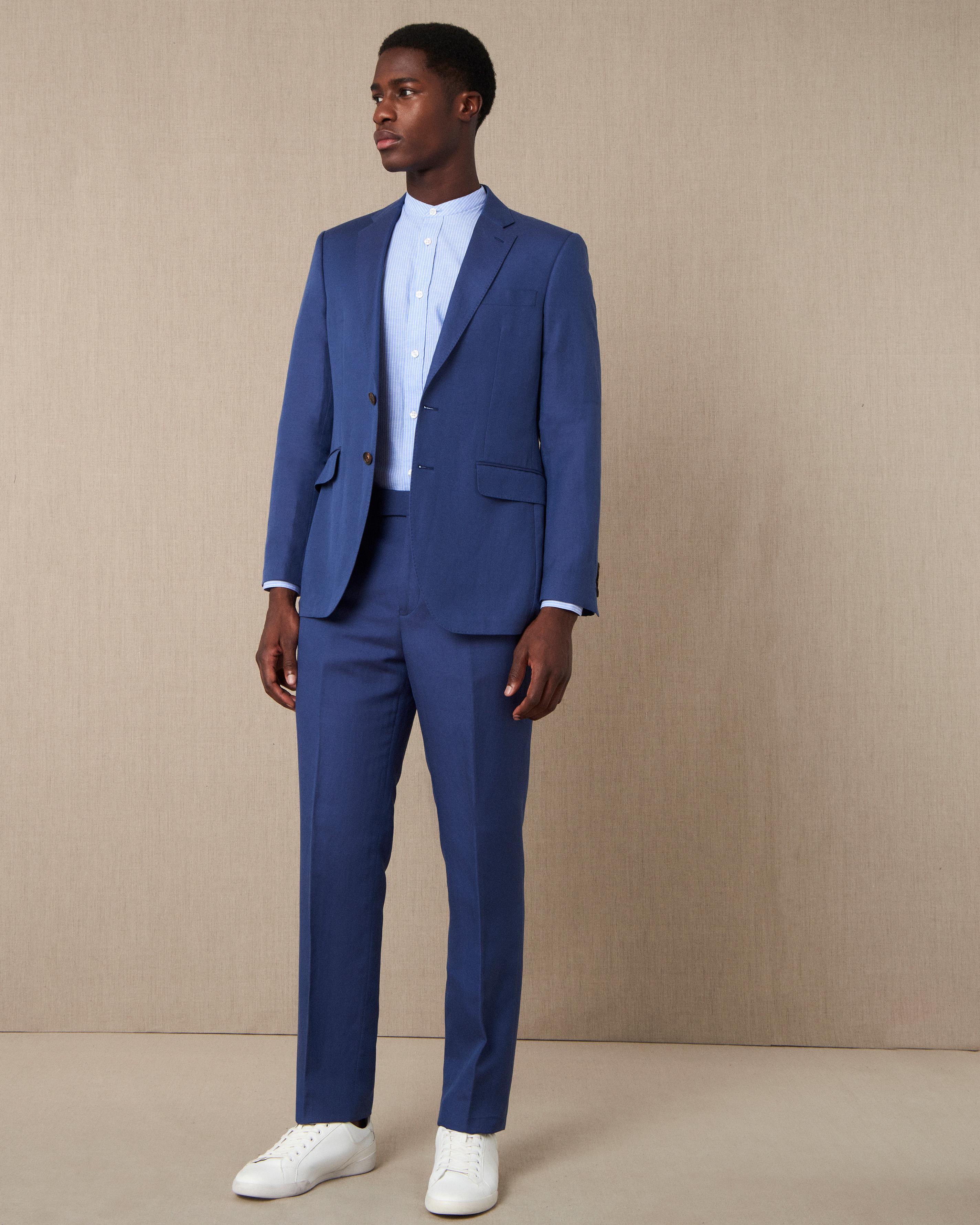 Jaeger Regular Silk Linen Suit Trousers in Blue for Men - Lyst