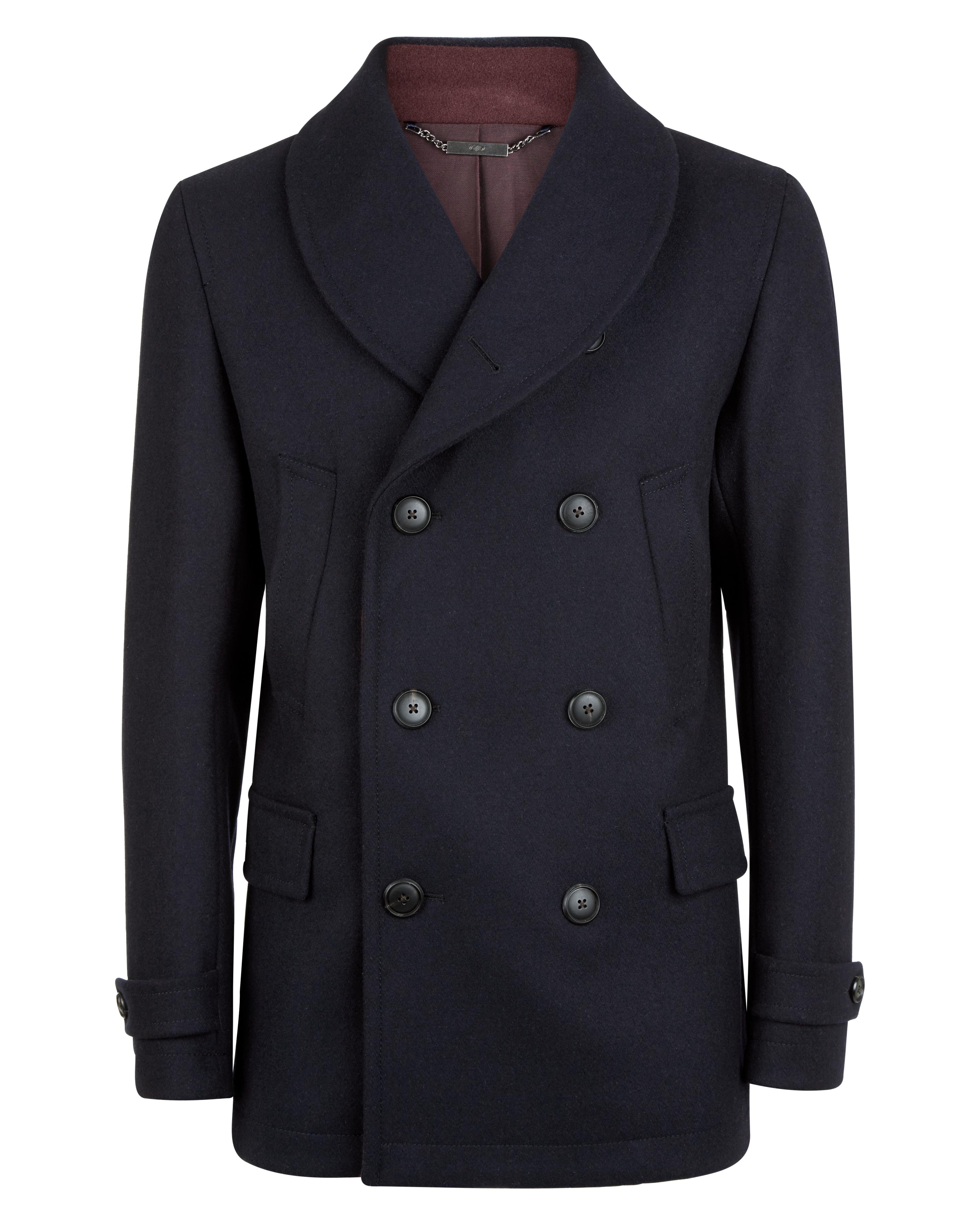 Lyst - Jaeger Wool Shawl Collar Peacoat in Blue for Men