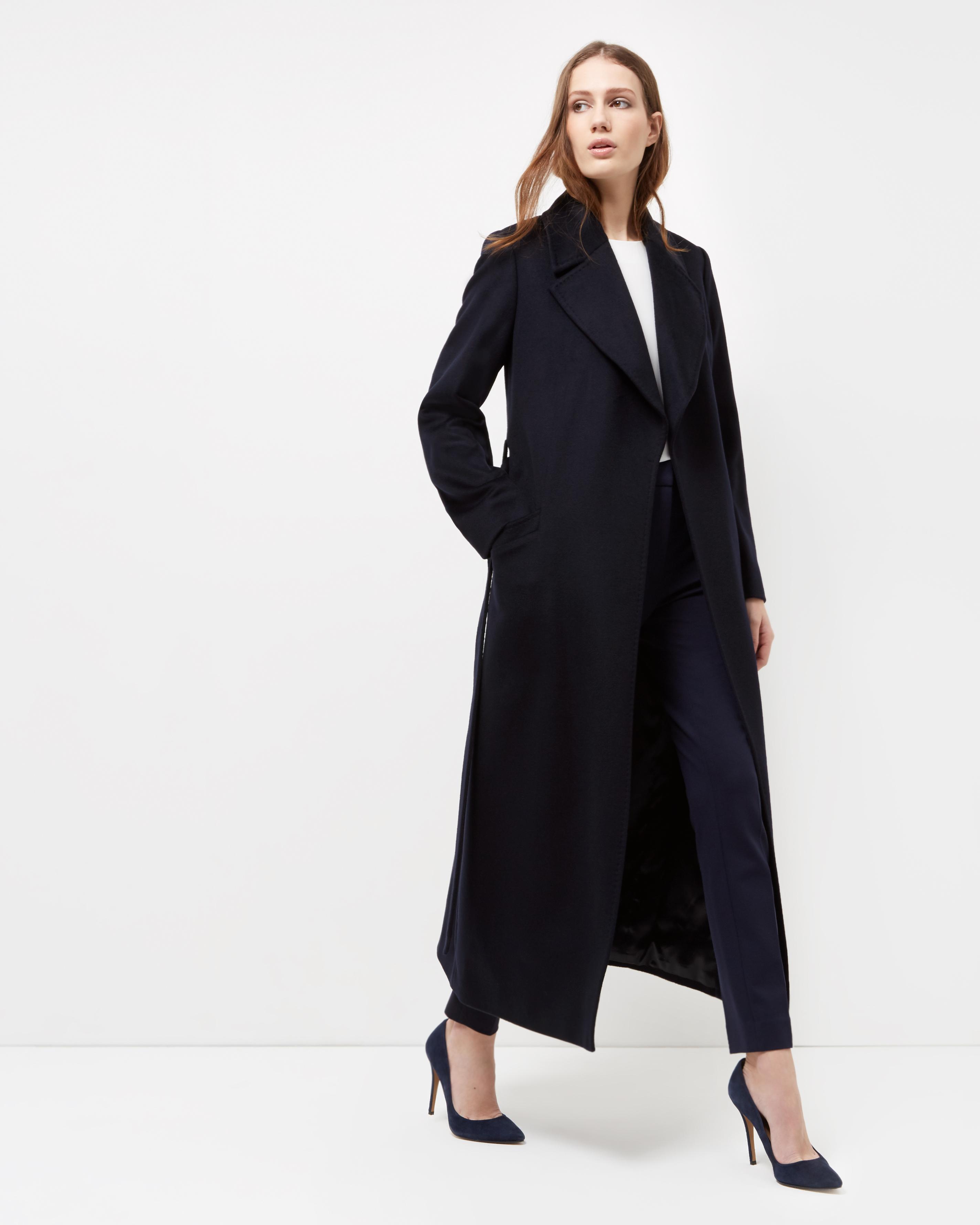 Jaeger Wool Long Wrap Coat in Navy (Blue) - Lyst