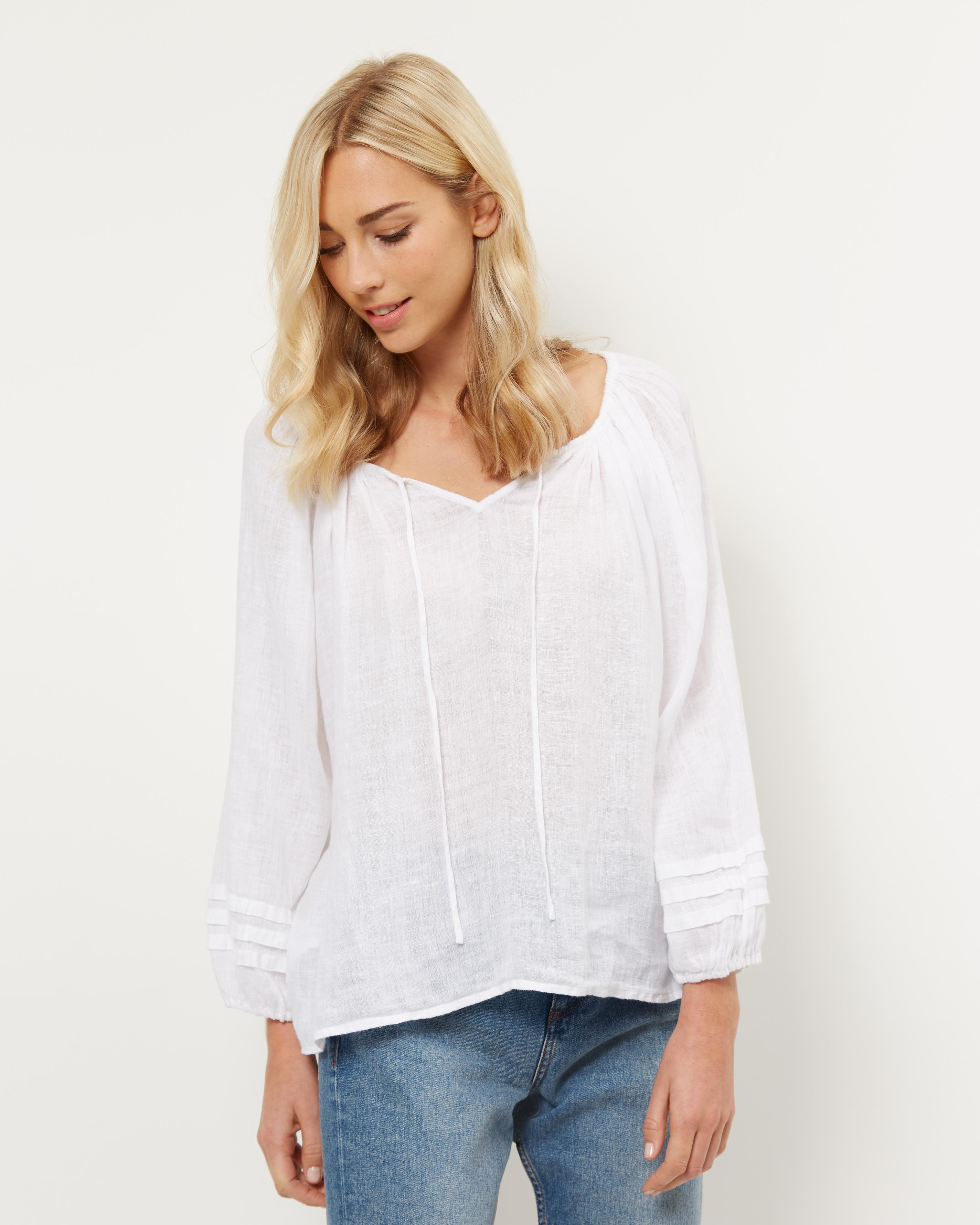 Lyst Jaeger Linen Gauze Tieneck Top in White