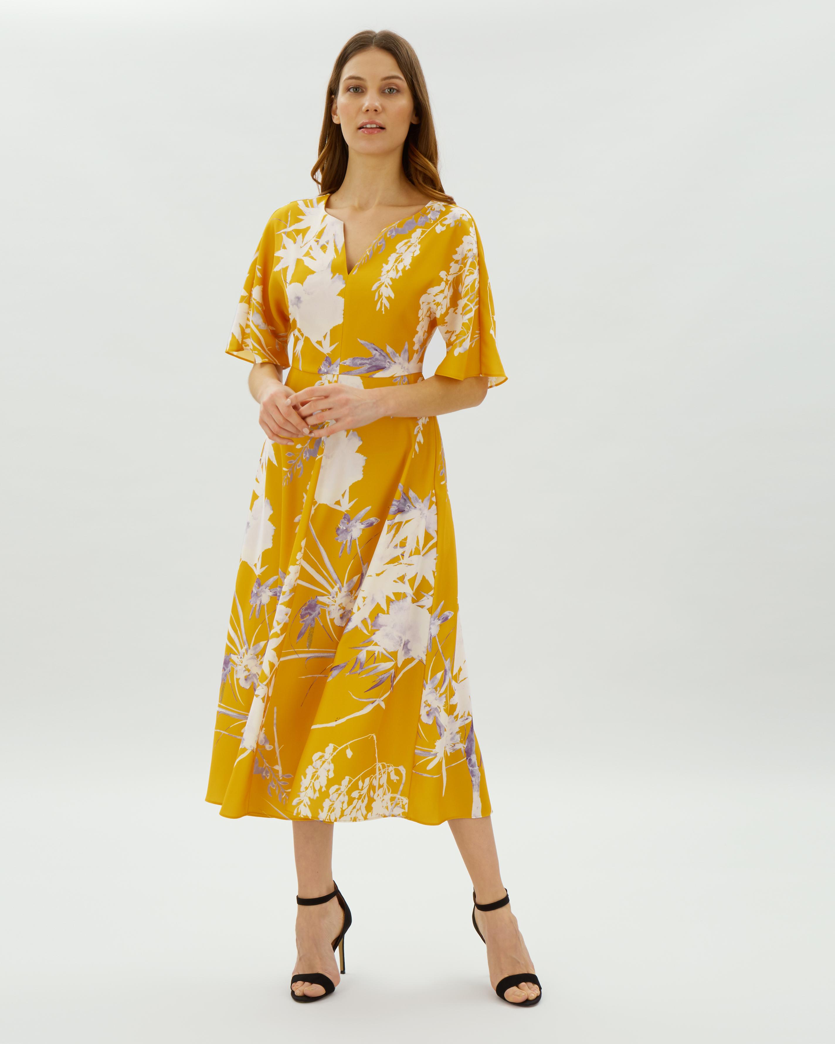 Lyst Jaeger Floral Print Kimono Dress in Orange