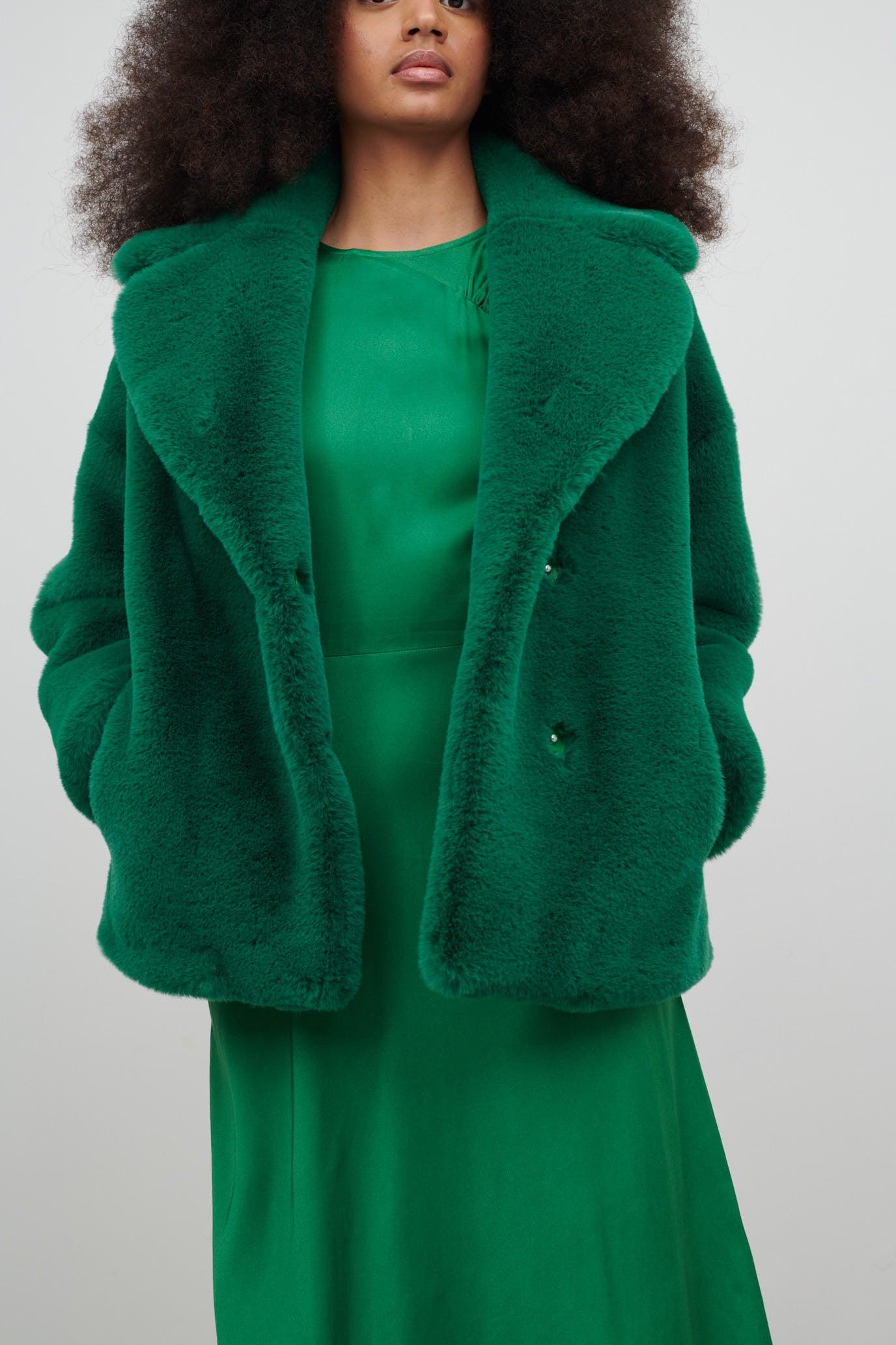 Jakke Rita Faux Fur Coat in Green | Lyst