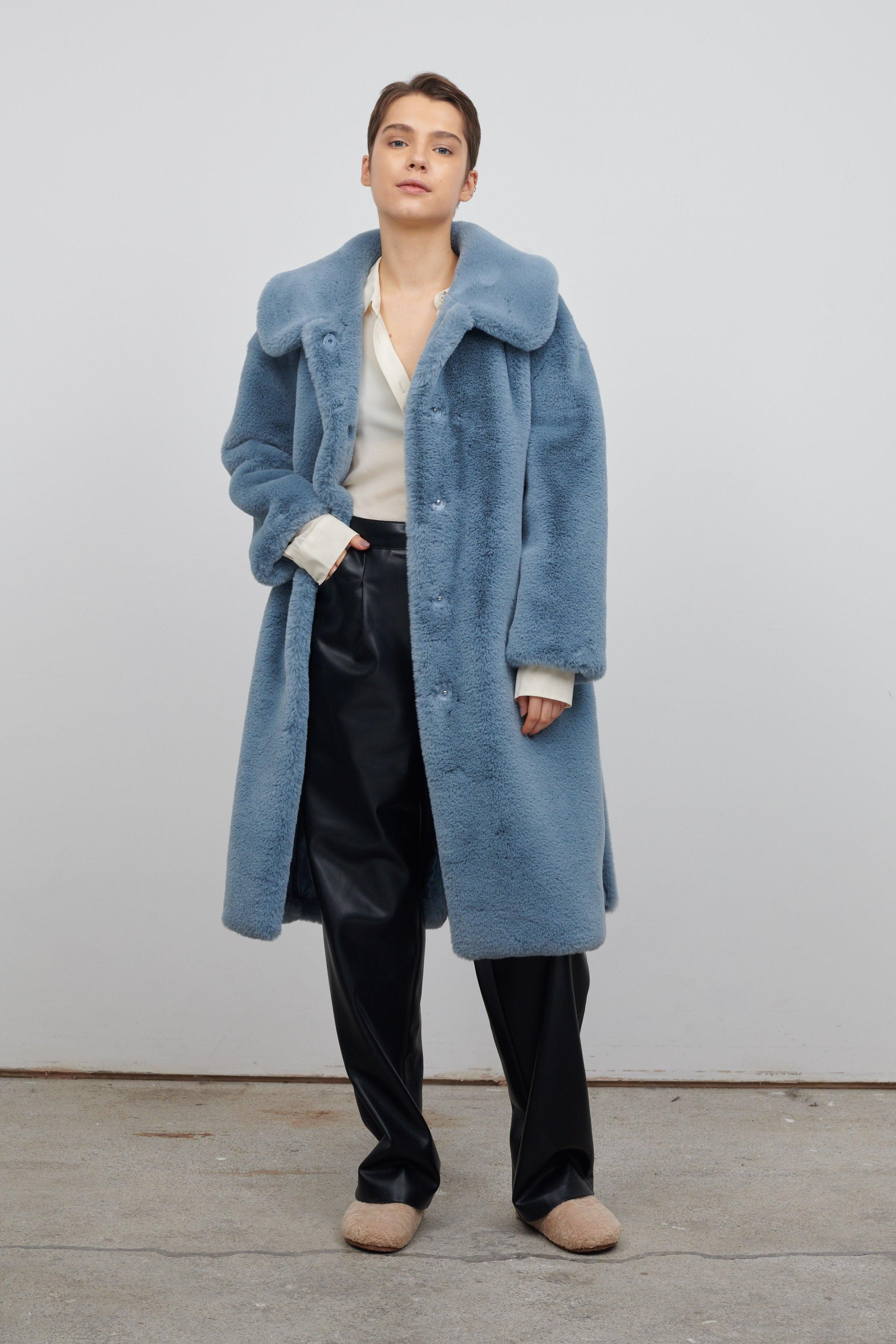 Jakke Katrina Faux Fur Coat in Blue | Lyst