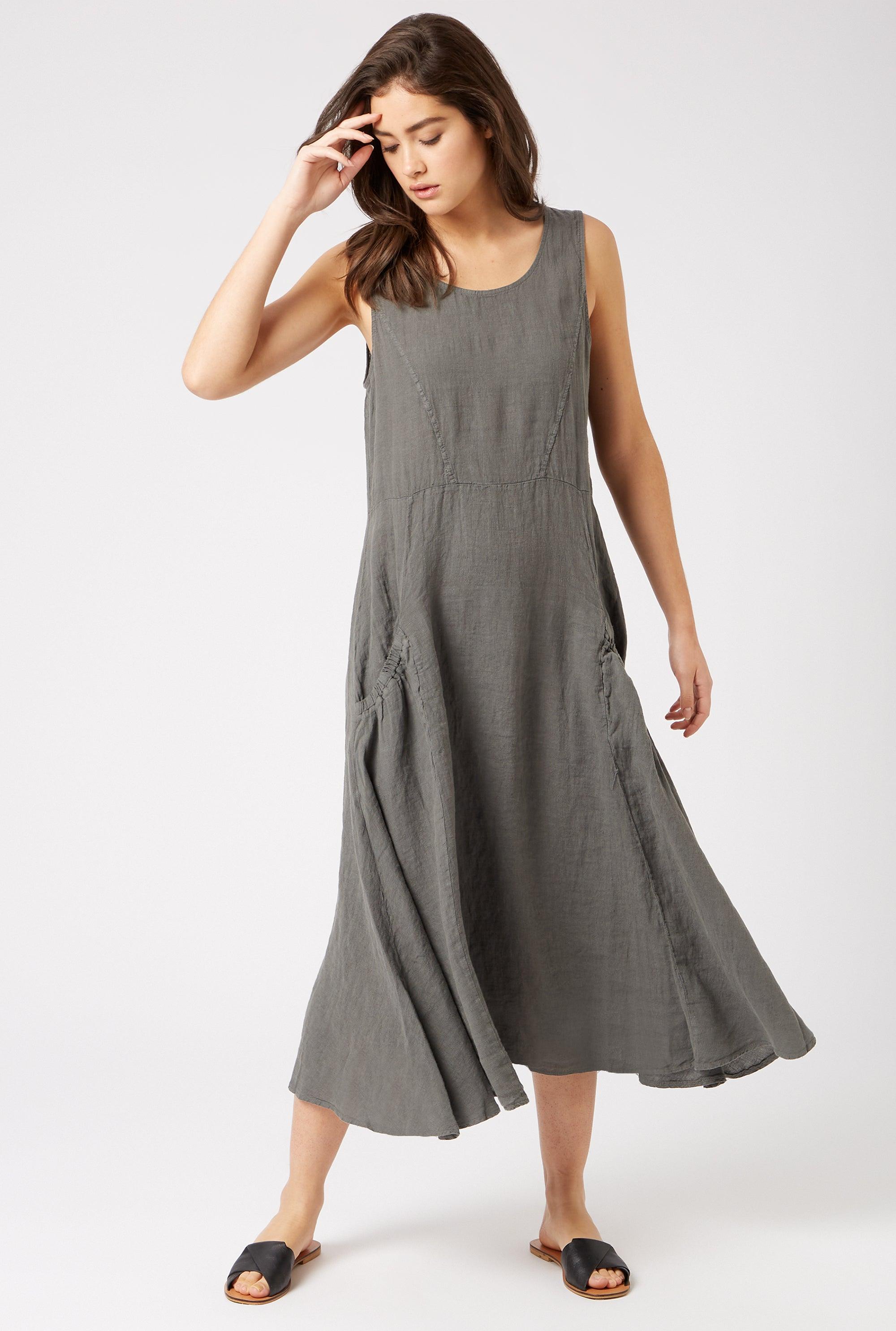 James Lakeland Maxi Linen Dress in Gray Lyst