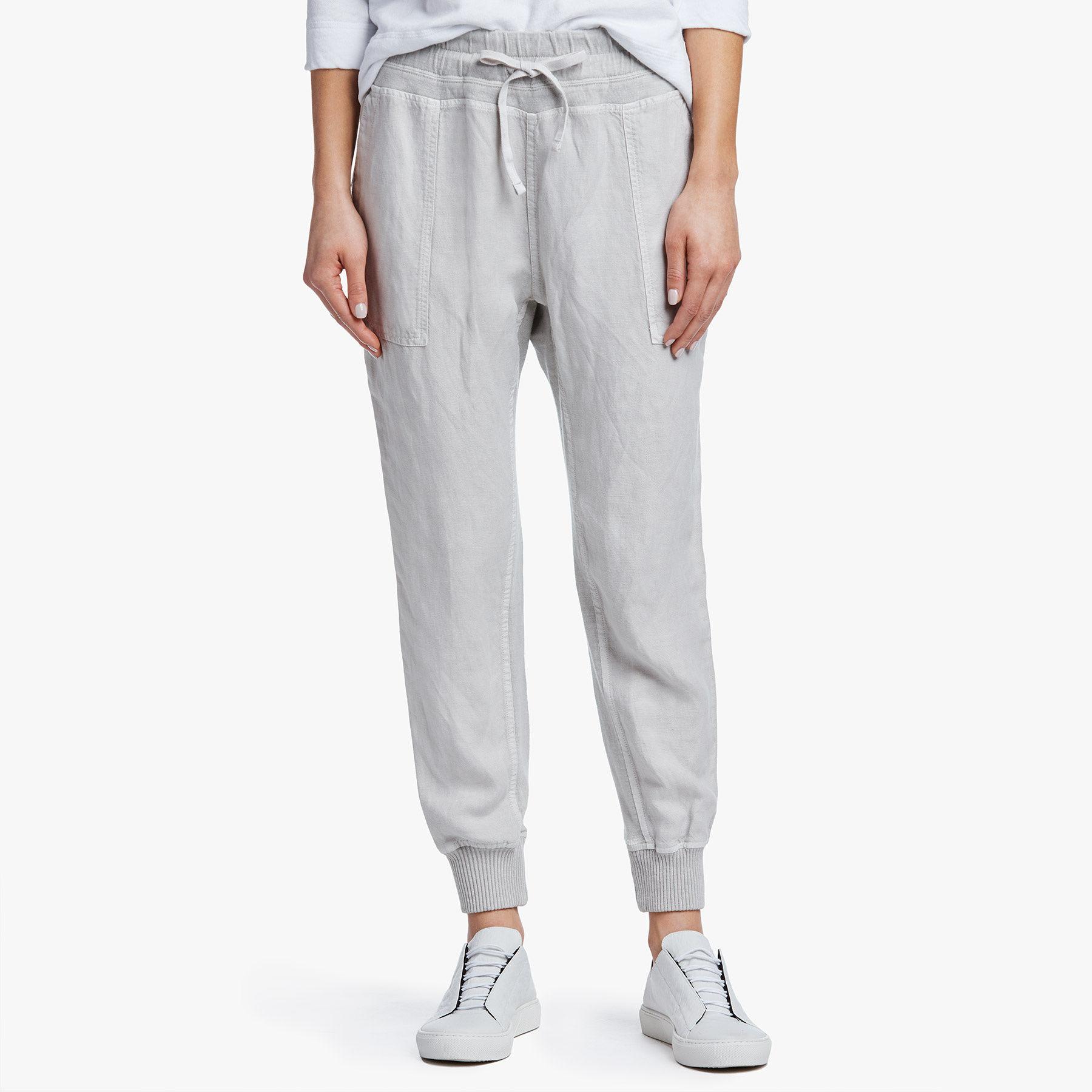 James Perse Canvas Linen Relaxed Pant in Silver (Metallic) - Lyst