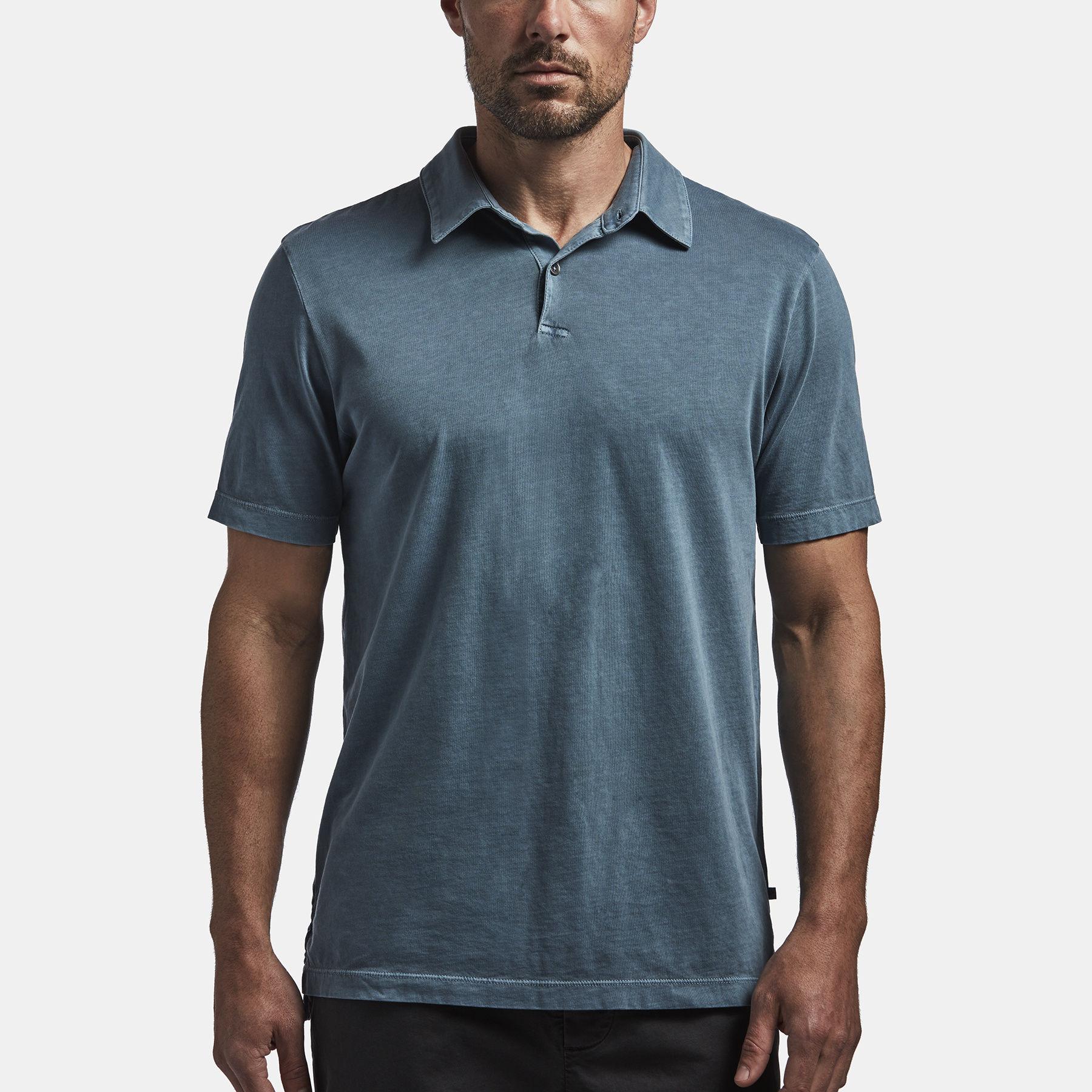 James Perse Sueded Jersey Polo in Blue for Men - Lyst