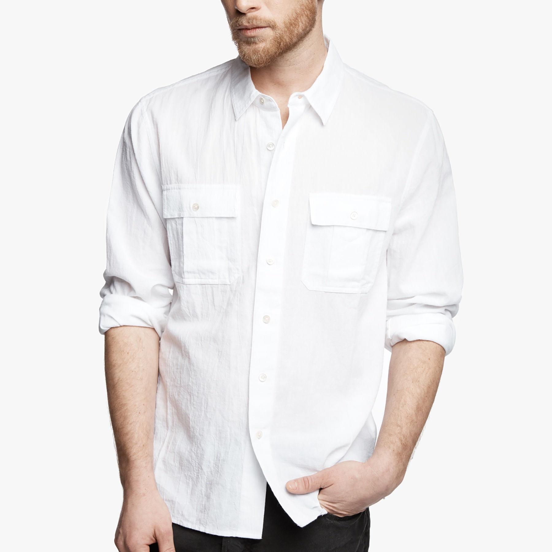 Lyst - James Perse Cotton Gauze Cargo Shirt in White for Men
