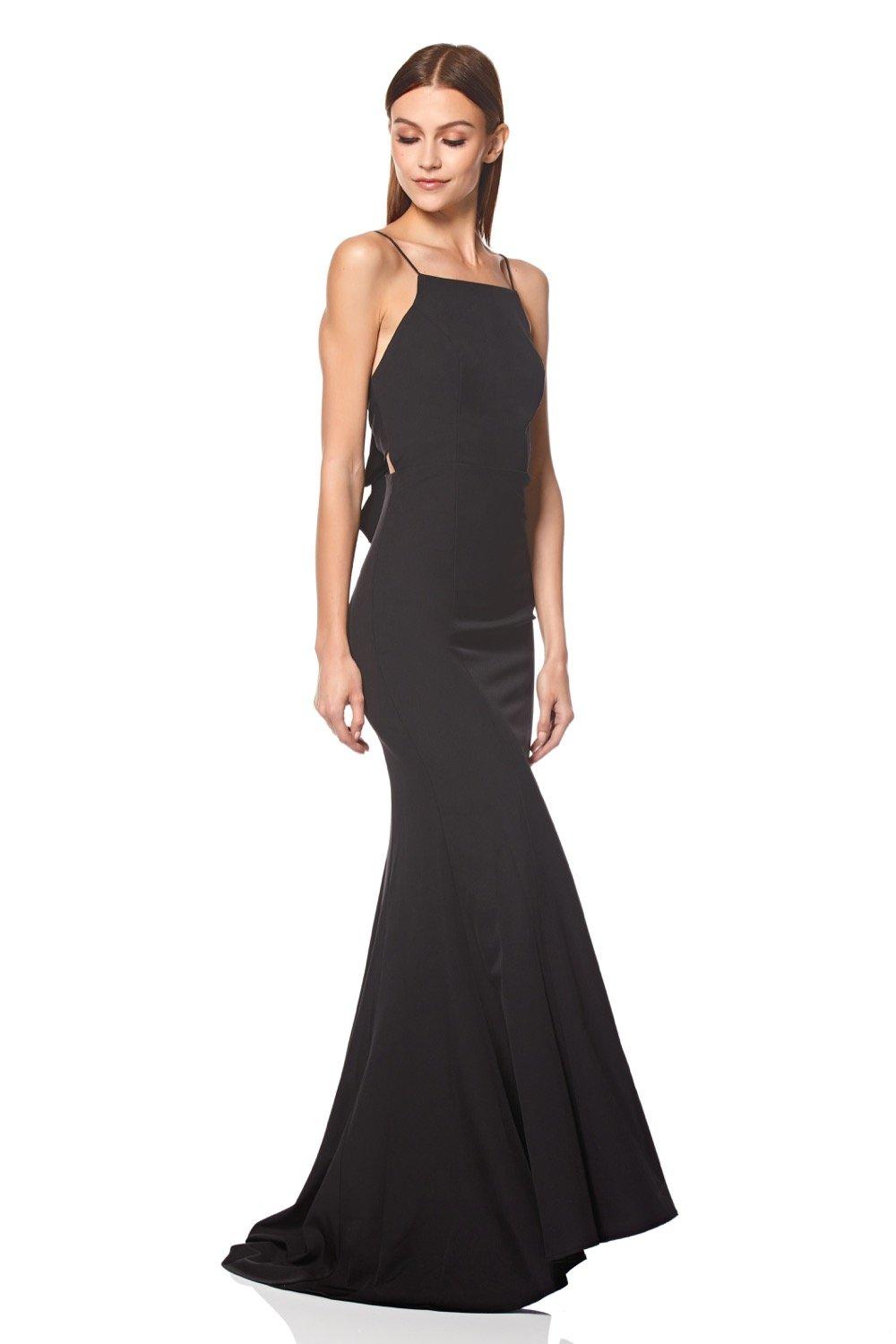 Square Neck Maxi Dress Jarlo Synthetic Jemima Square Neck Maxi Dress With Open Back in Black