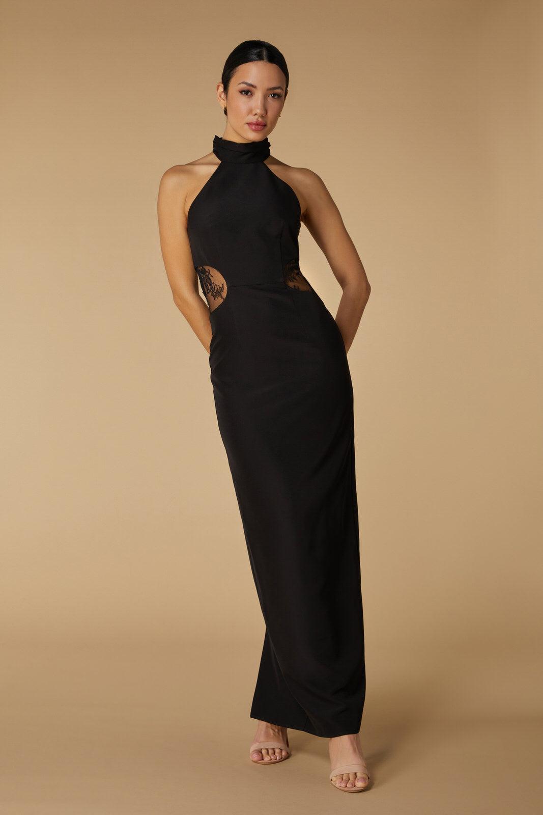 jarlo one shoulder maxi dress Jarlo Darcy one shoulder mesh paneled sash waist maxi dress in black