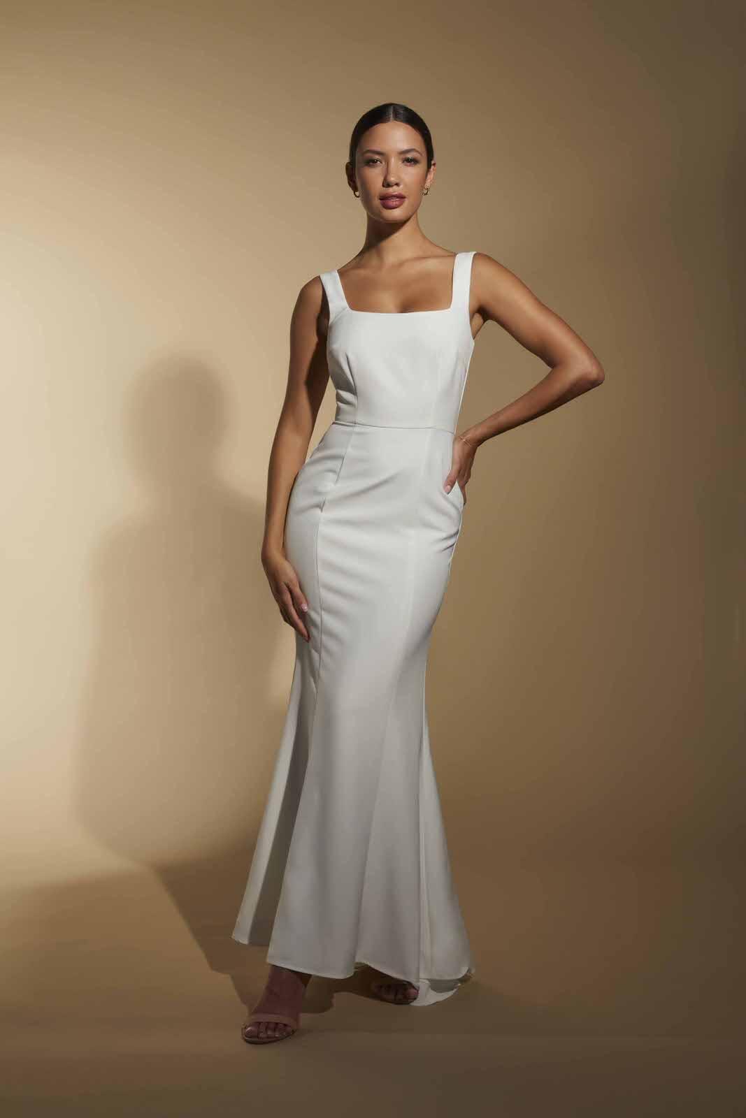 Square Neck Jarlo Fishtail Dress Melody Sweetheart Neckline