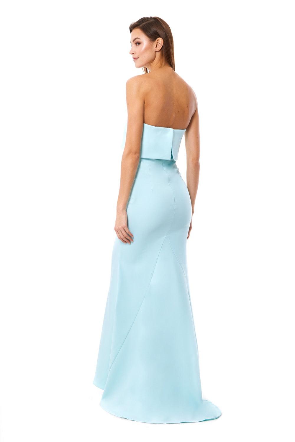Light blue strapless maxi dress top