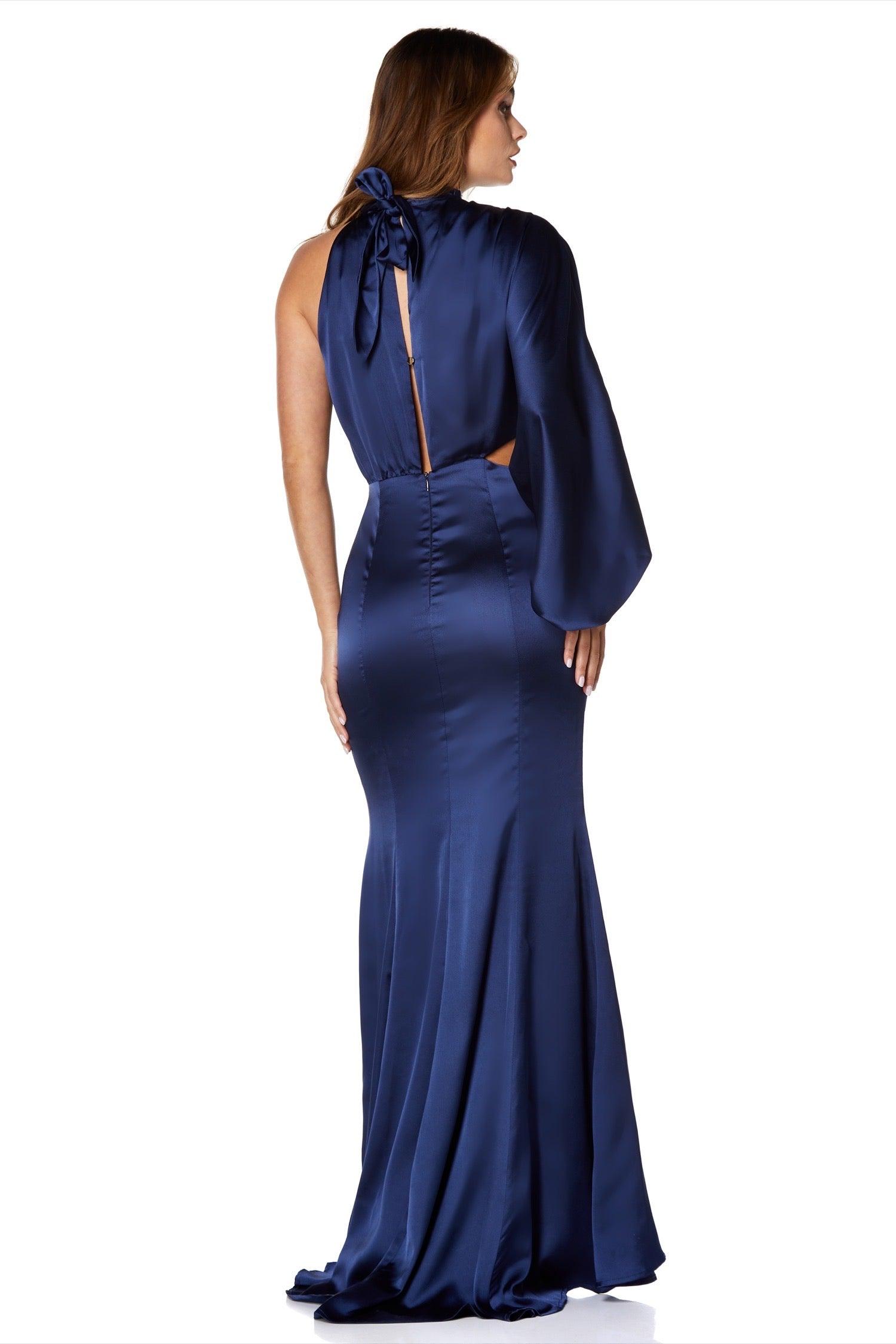 Jarlo Synthetic Izzy One Shoulder High Neck Maxi Dress With Cut Out Detail  in Navy (Blue) | Lyst