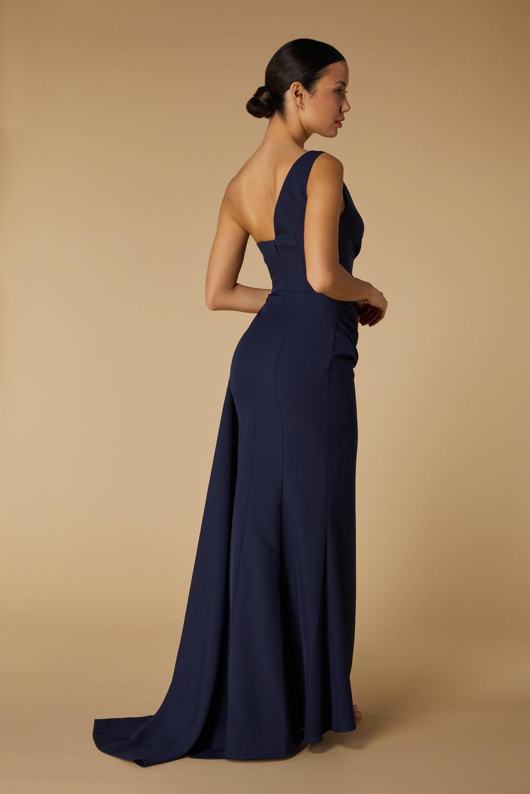 knee length dresses for ladies Ultraviolet One Shoulder Lace Maxi Dress Wine