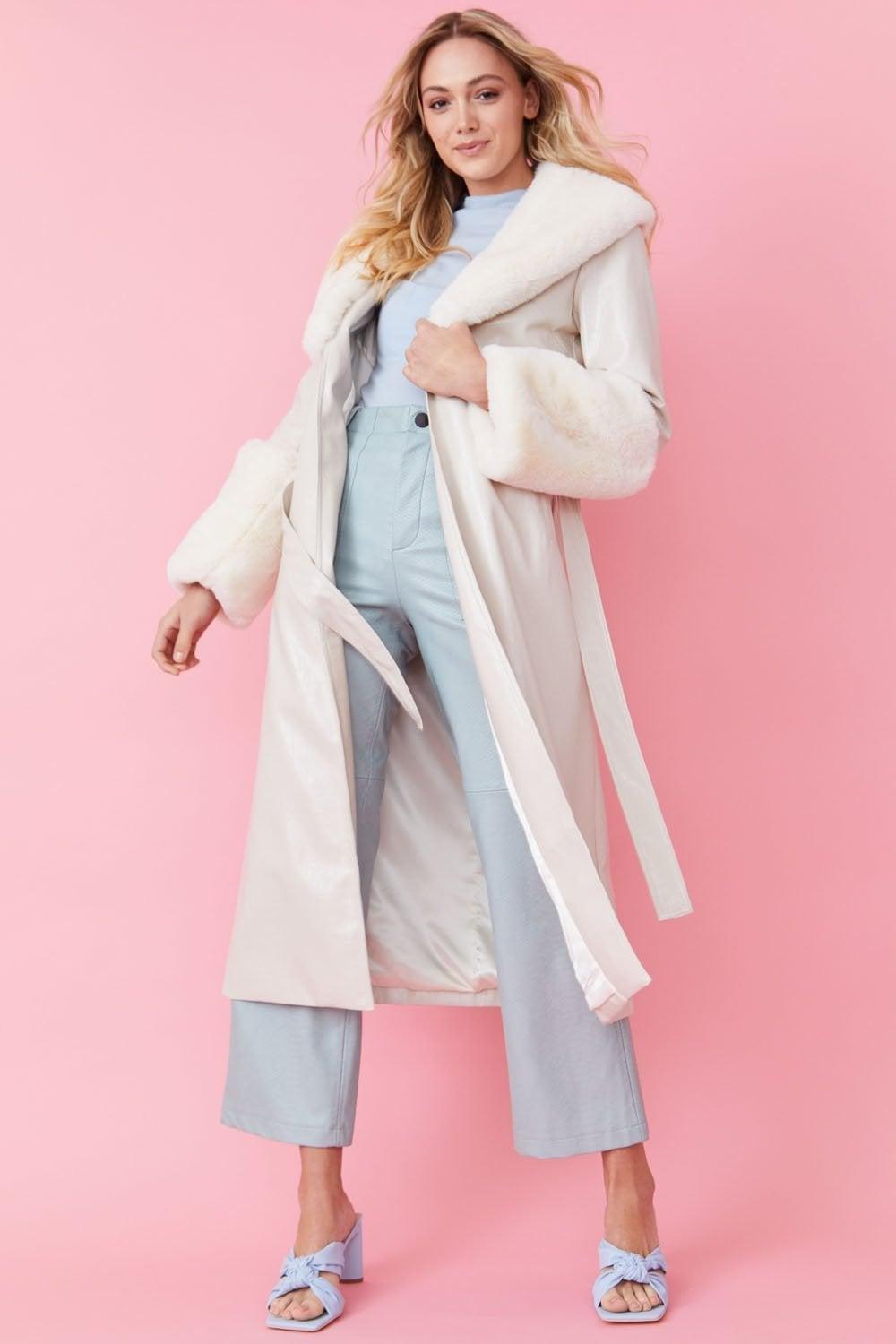 Jayley Faux Leather Jacket With Detachable Faux Fur Cuffs &Amp in