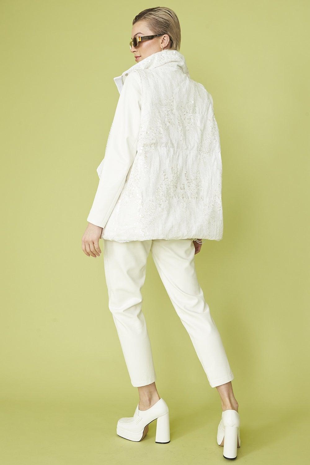 Jayley Luxury Faux Fur Sequin Gilet in Green Lyst UK