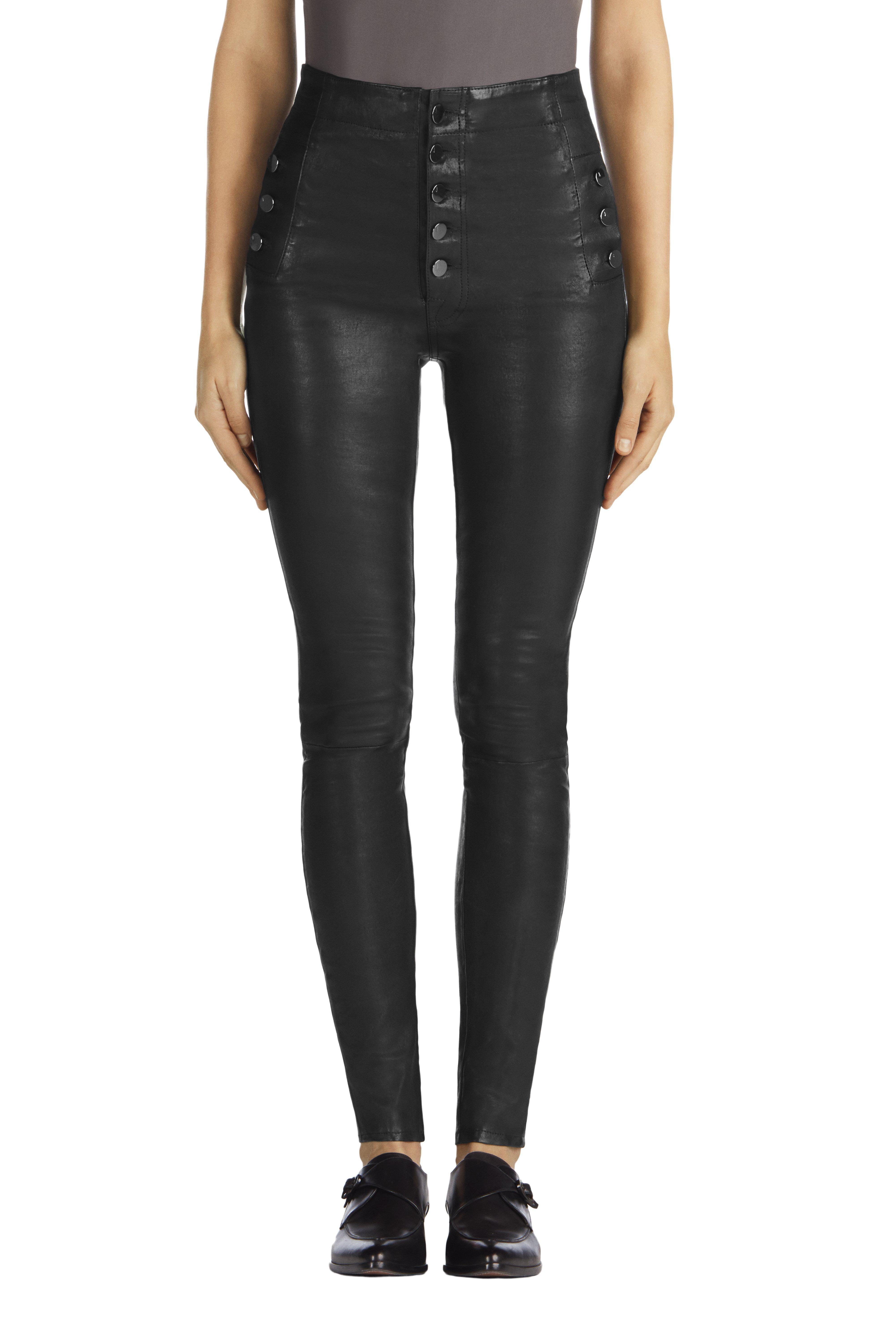 J Brand Natasha Sky High Skinny In Leather in Black - Lyst