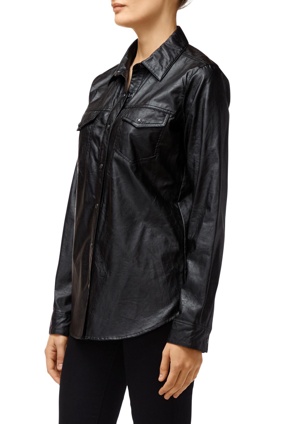 J Brand Perfect Faux Leather Shirt in Black - Lyst