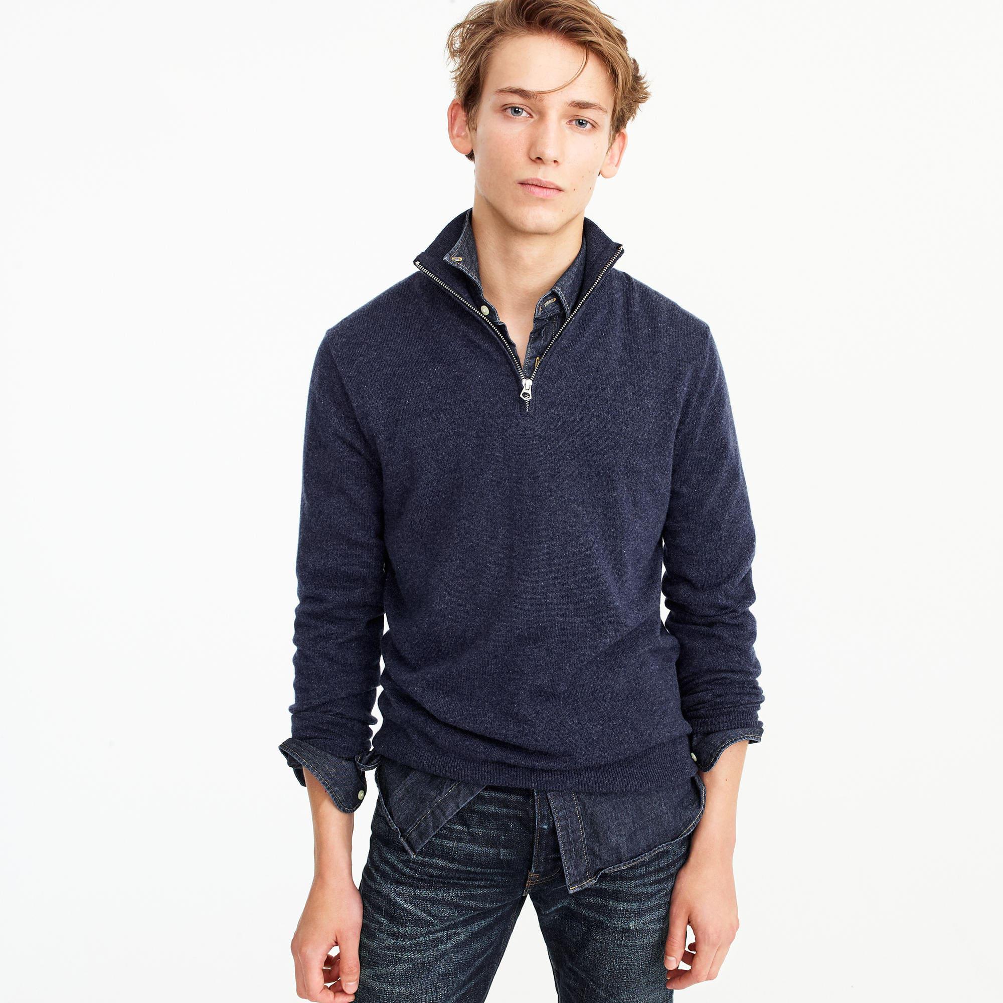J Crew Everyday Cashmere Half zip Sweater  in Blue for Men 
