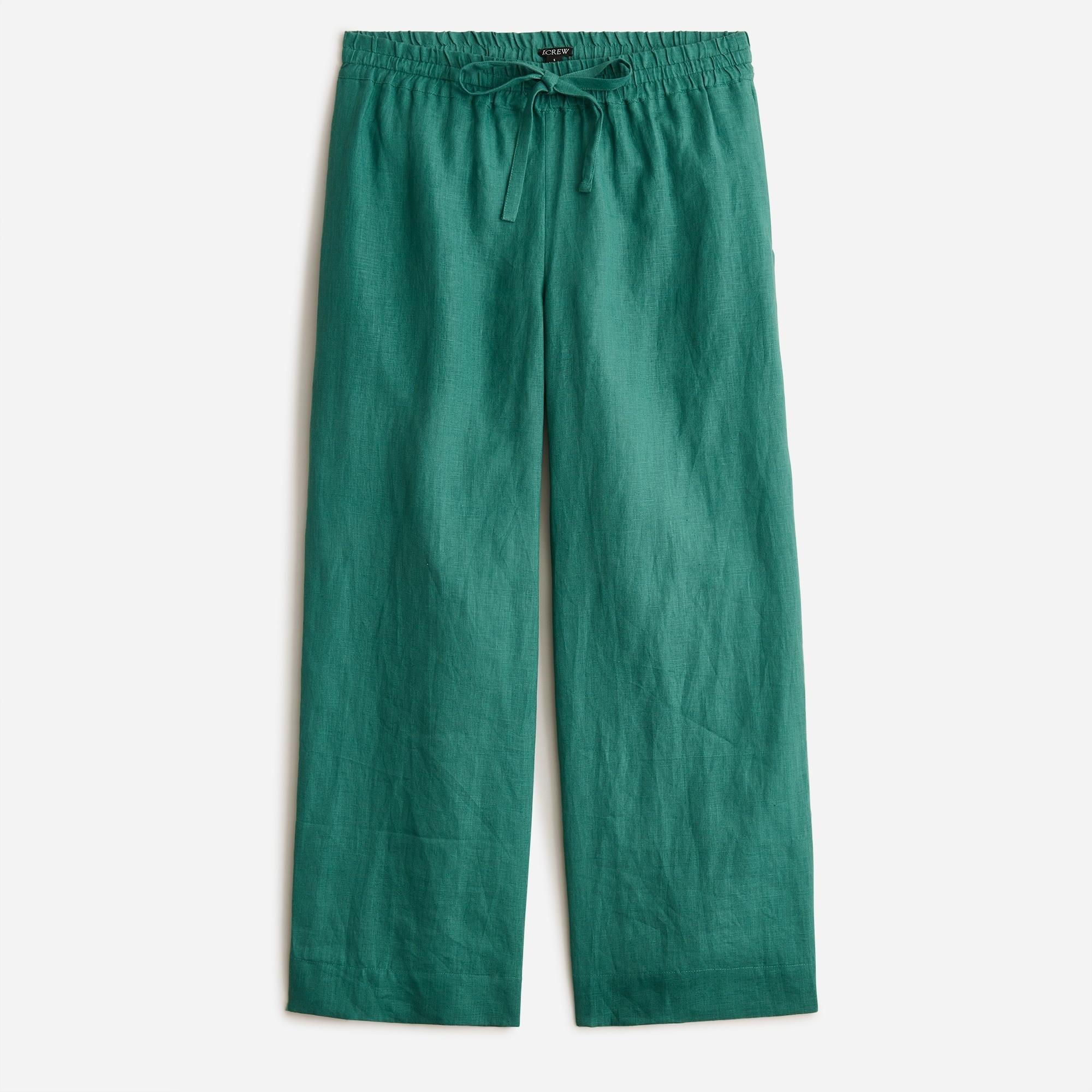 J.Crew Wide-leg Seaside Pant In Linen in Green | Lyst