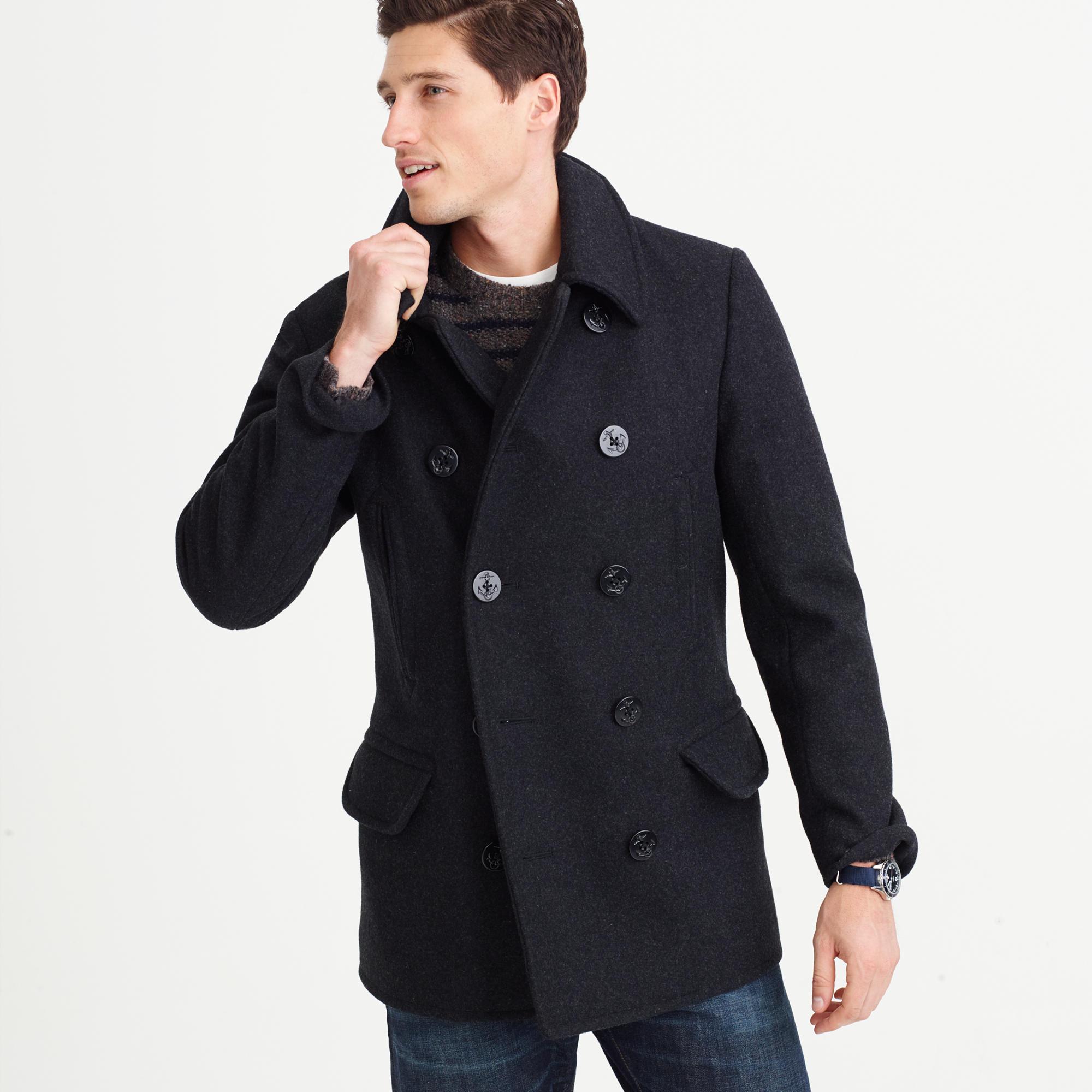 J.Crew Wool Dock Peacoat With Thinsulate in Charcoal (Gray) for Men - Lyst