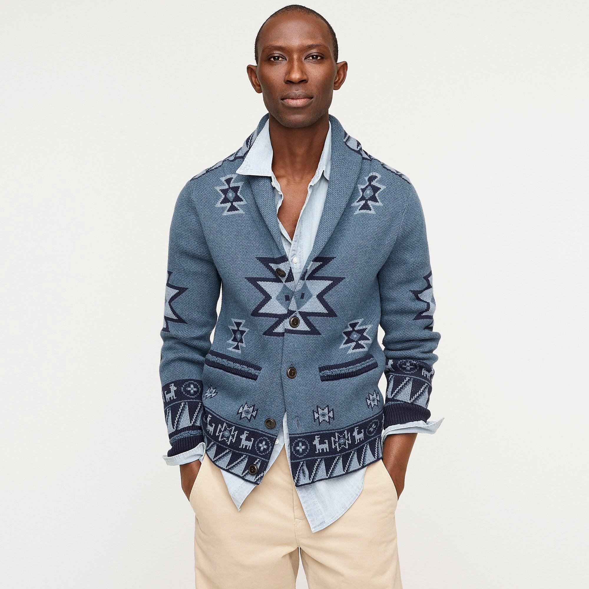 wallace & barnes western jacquard shawl cardigan