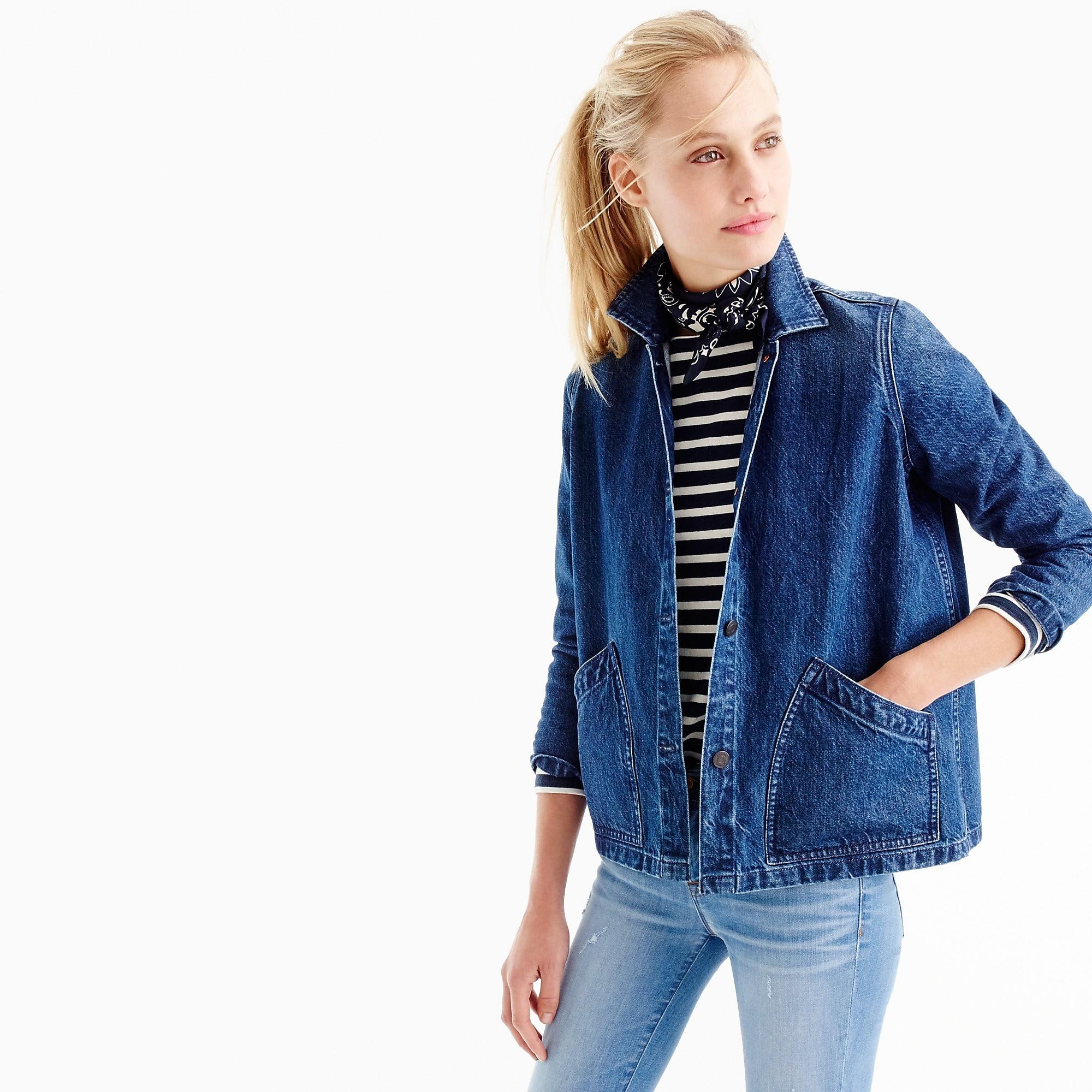 j crew denim sherpa swing jacket