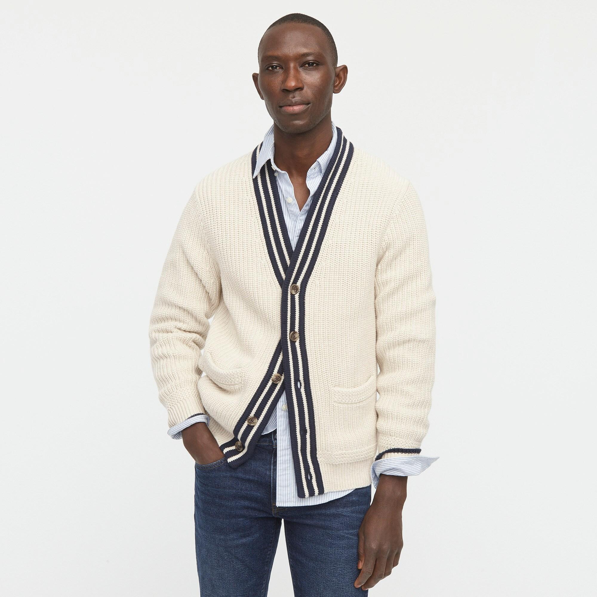 J.Crew Cotton Varsity V-neck Cardigan Sweater in Natural for Men | Lyst