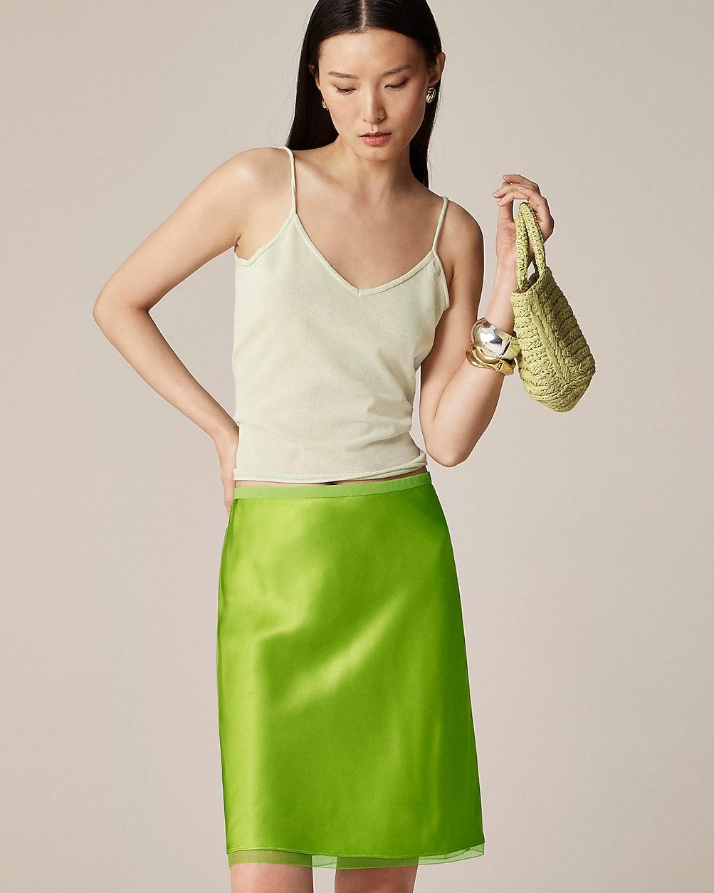 J.Crew Gwen Knee-Length Slip Skirt in Green | Lyst
