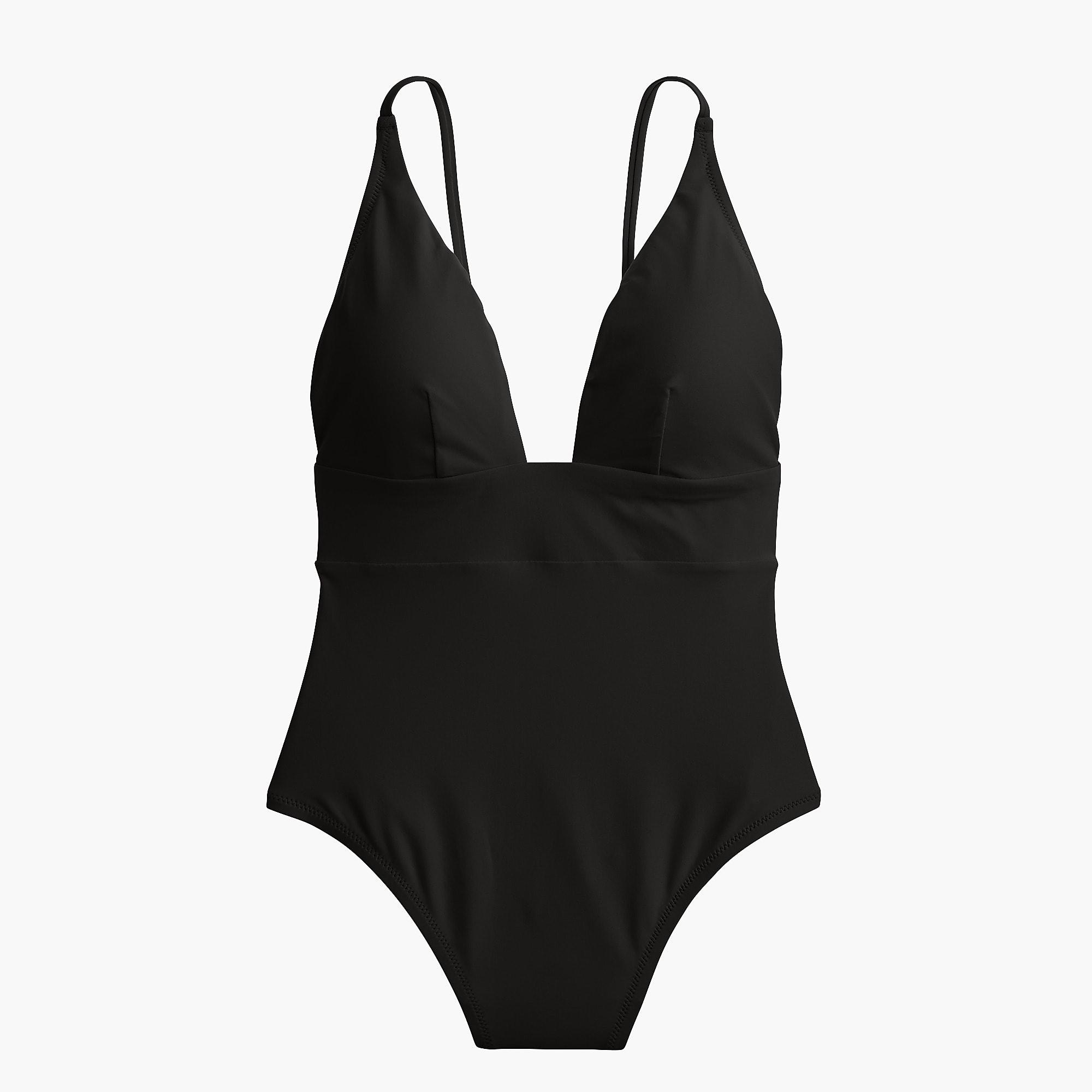J.Crew Synthetic Deep V-neck French One-piece Swimsuit in Black - Lyst