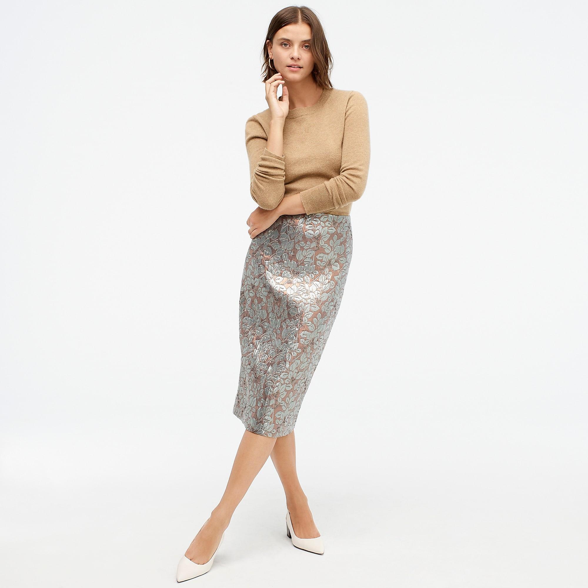 womens gold pencil skirt
