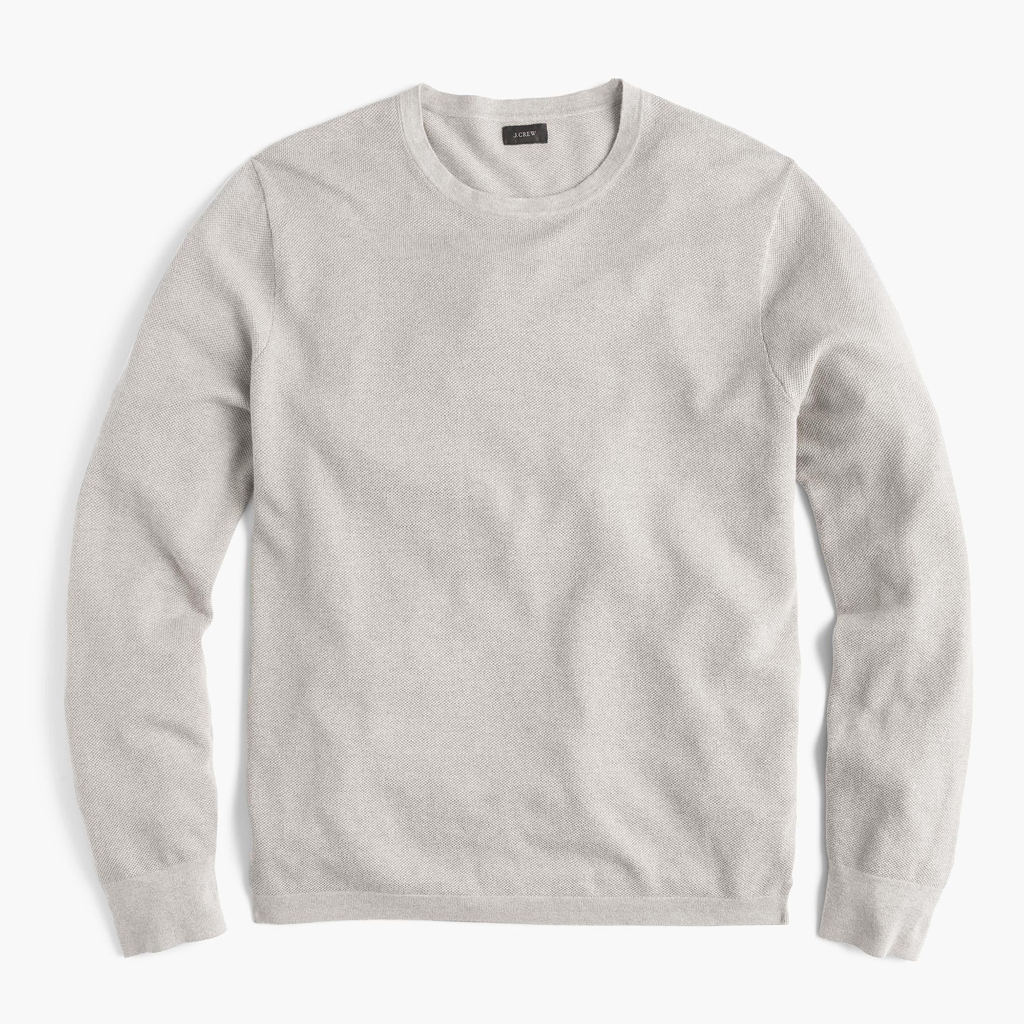 J.Crew Cotton-cashmere Piqué Crewneck Sweater in Gray for Men - Lyst