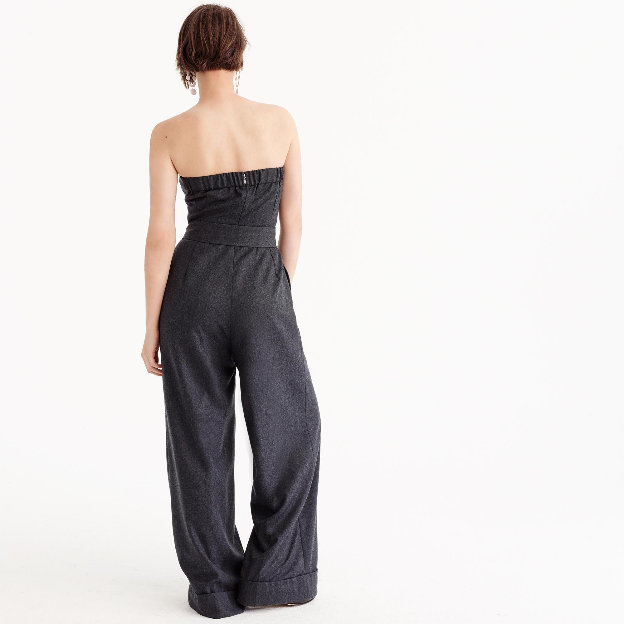 Lyst J.Crew Collection Strapless Wool Jumpsuit in Gray