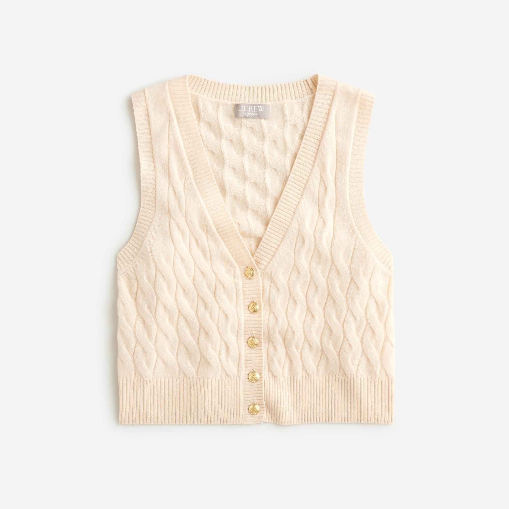 J.Crew Cashmere Cropped Cable-knit Sweater-vest in Natural | Lyst