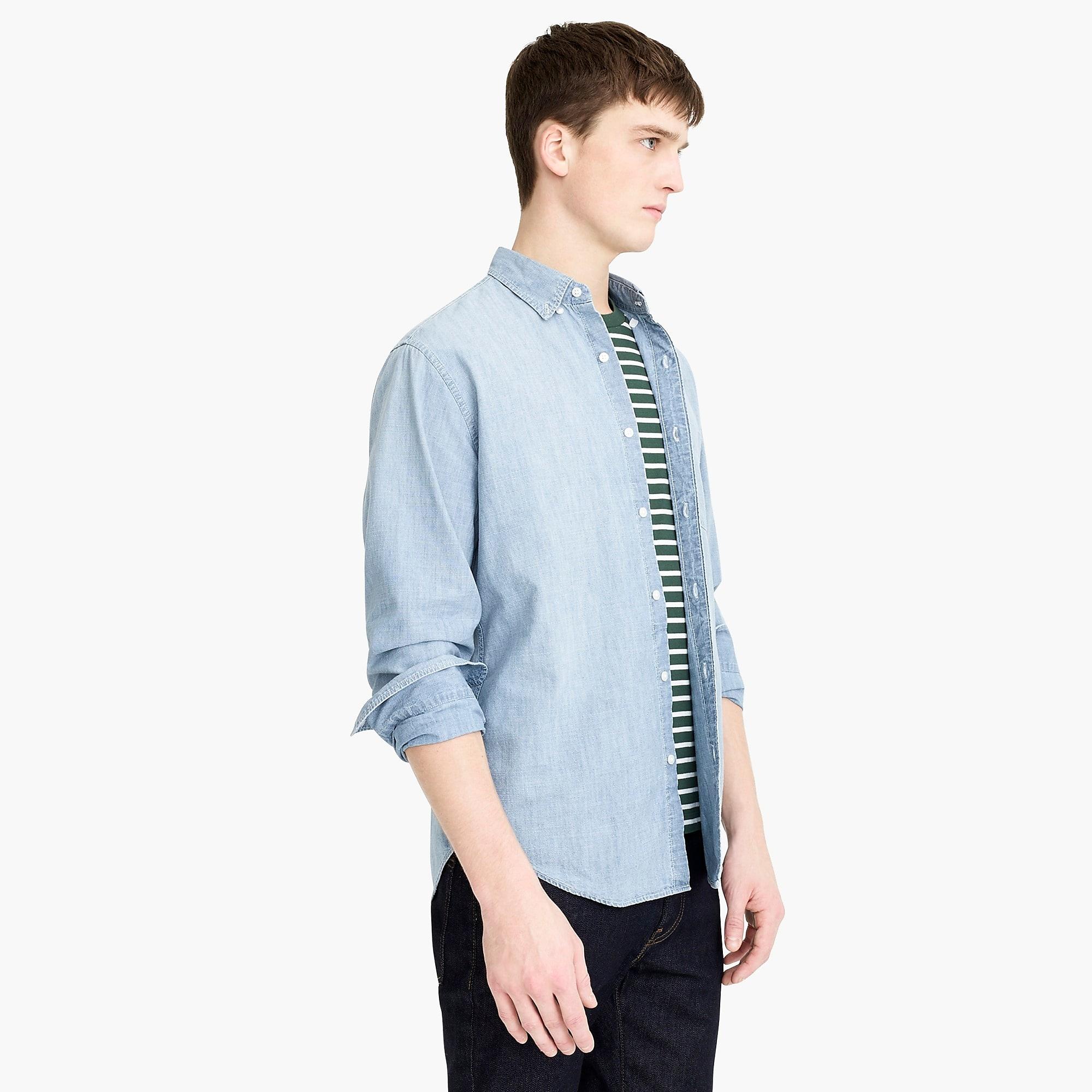 J.Crew Denim Slim Lightwash Chambray Shirt in Blue for Men Lyst