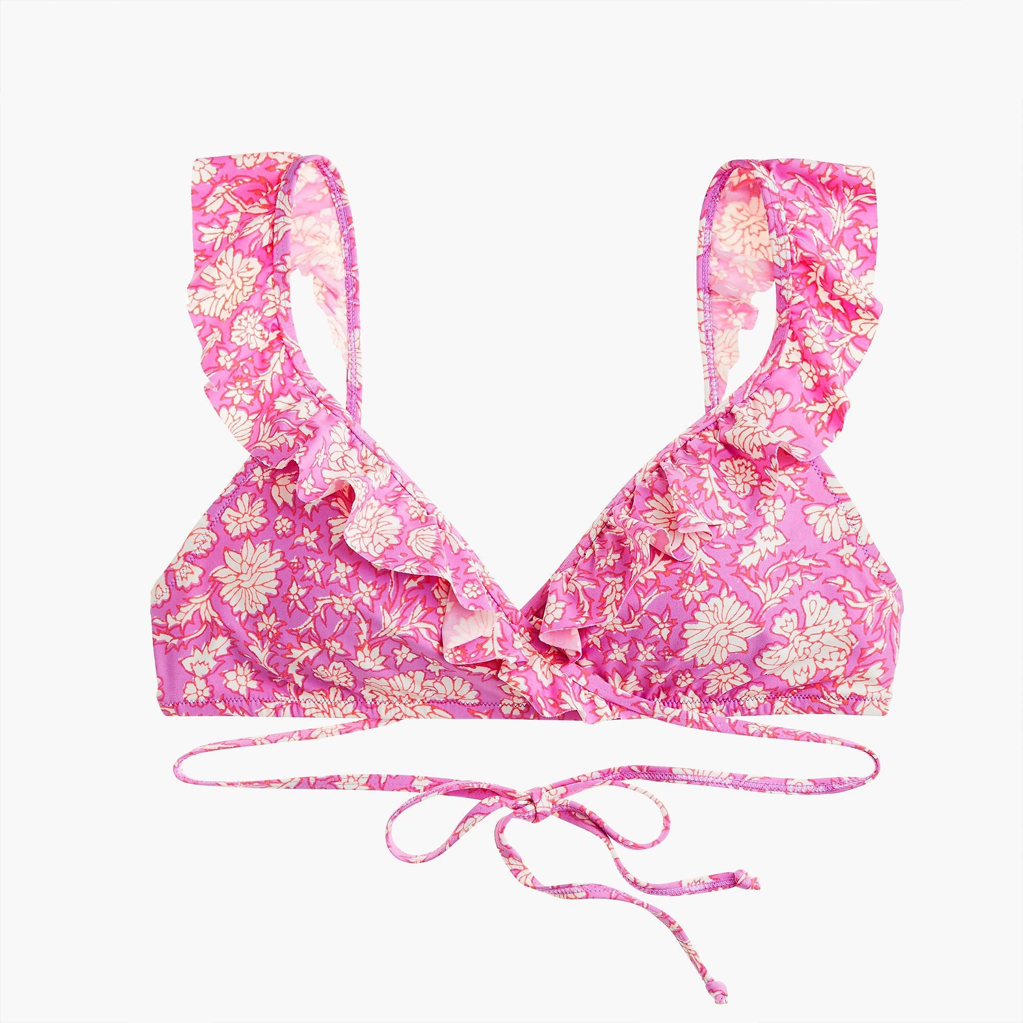 in Top Sz Lyst Ruffle | Floral Wrap Bikini Natural In Blockprints J.Crew