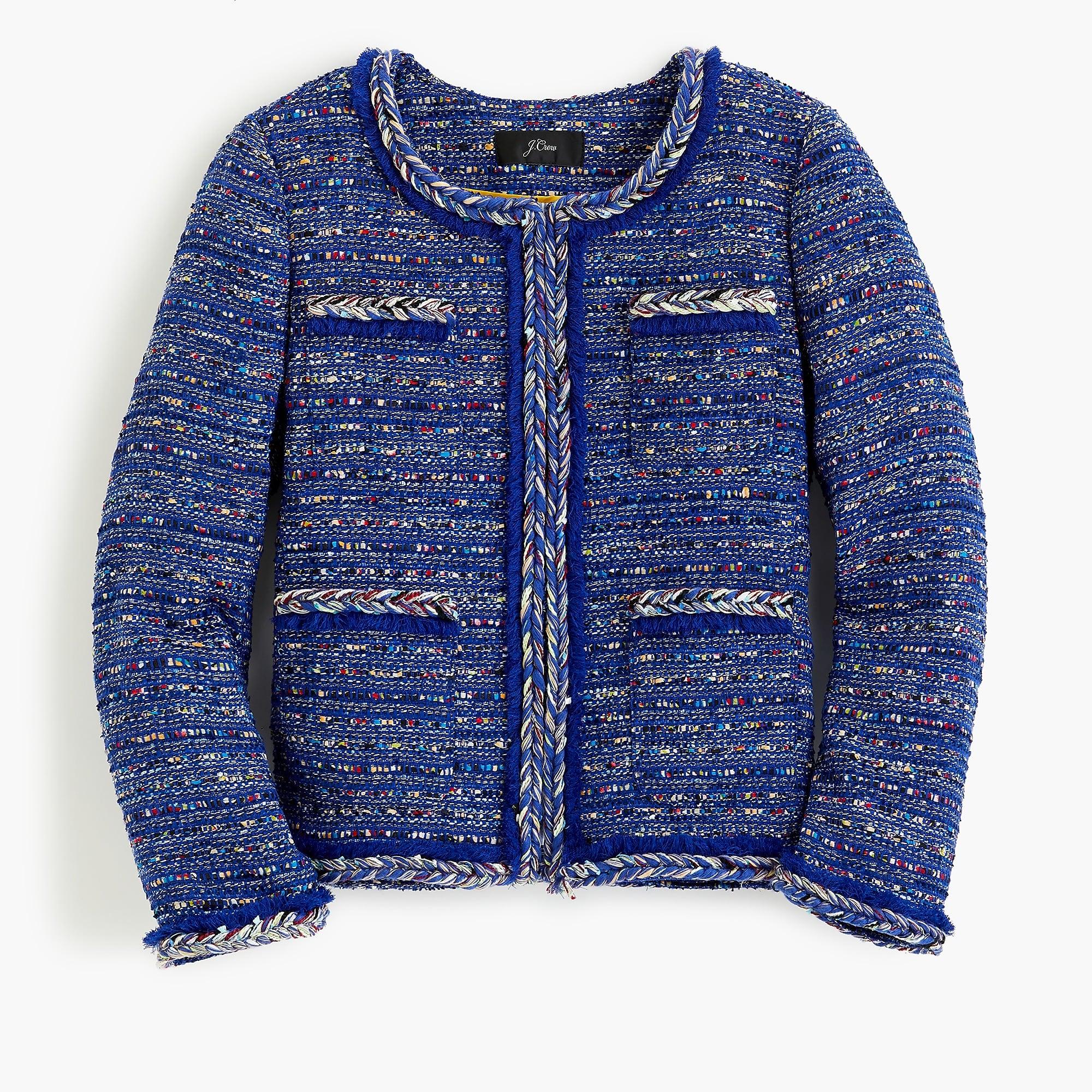 J.Crew Lady Jacket In Multicolor Cobalt Tweed With Braided Trim in Blue ...