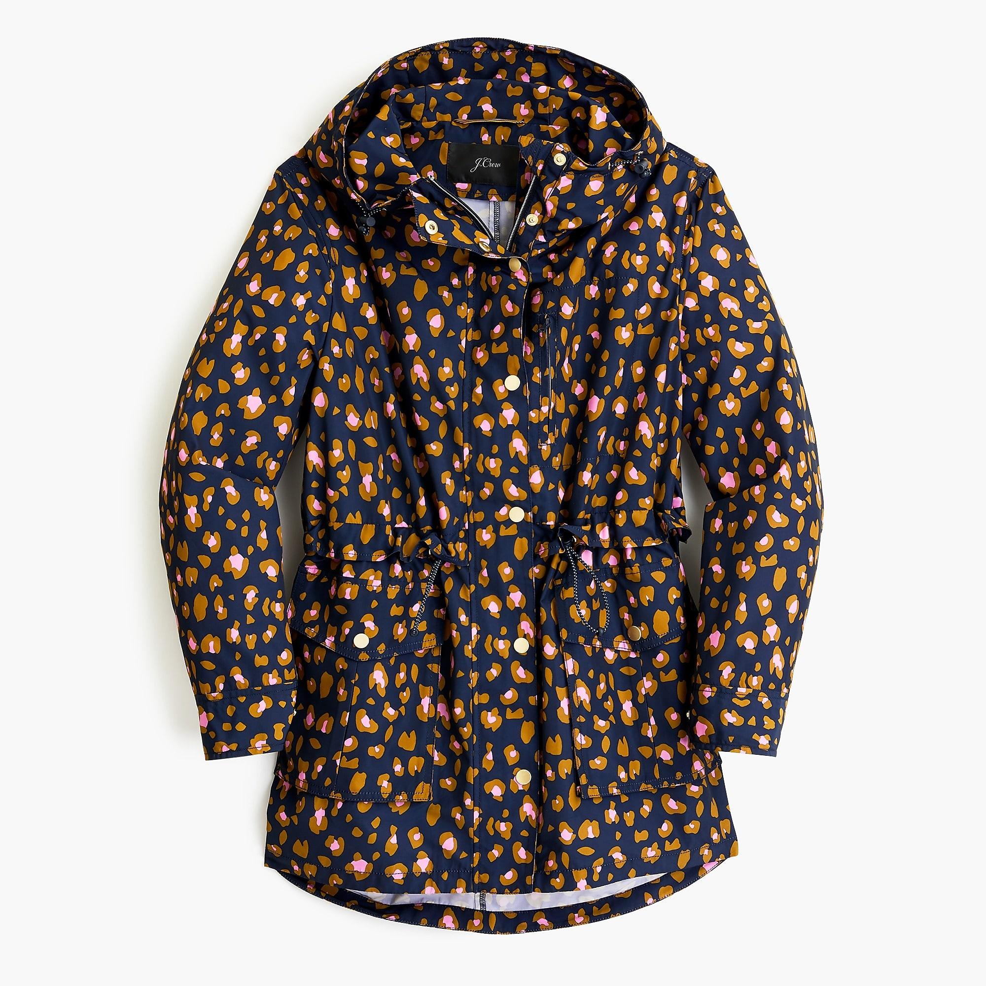 J.Crew Petite Perfect Rain Jacket In Leopard Lyst