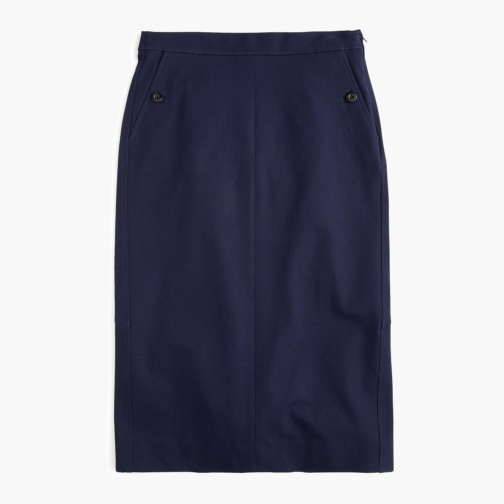 J.Crew Ruffleback Pencil Skirt In Bistretch Cotton in Navy (Blue) Lyst