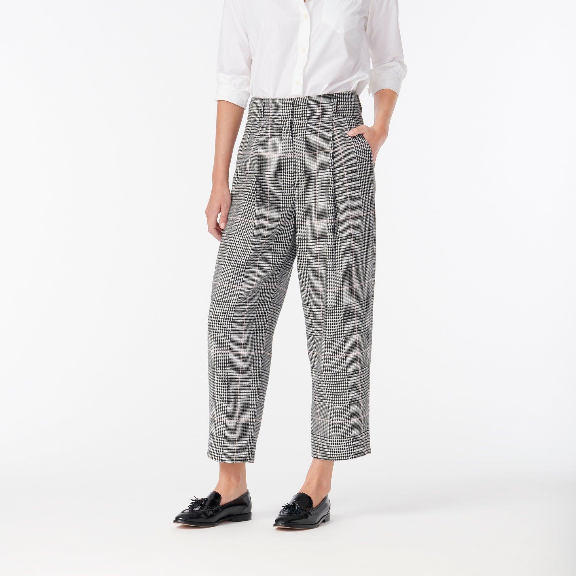 J.Crew High-rise Tapered Pant In Plaid Italian Wool in Gray - Lyst