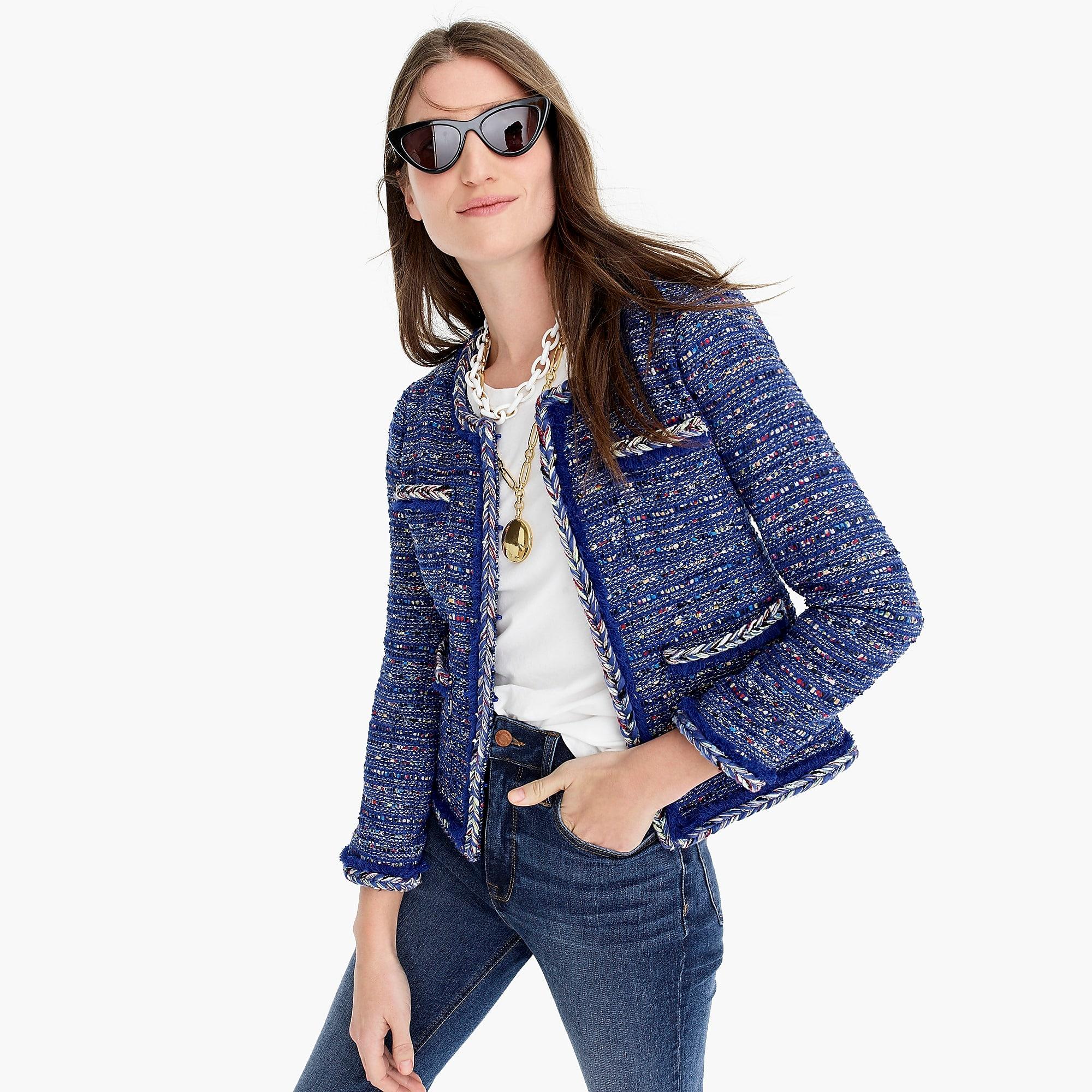 J.Crew Lady Jacket In Multicolor Cobalt Tweed With Braided Trim in Blue |  Lyst