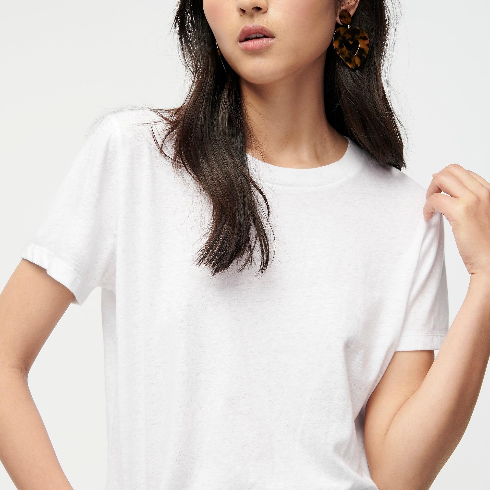 J.Crew Cropped Tshirt In Slub Cotton in White Lyst