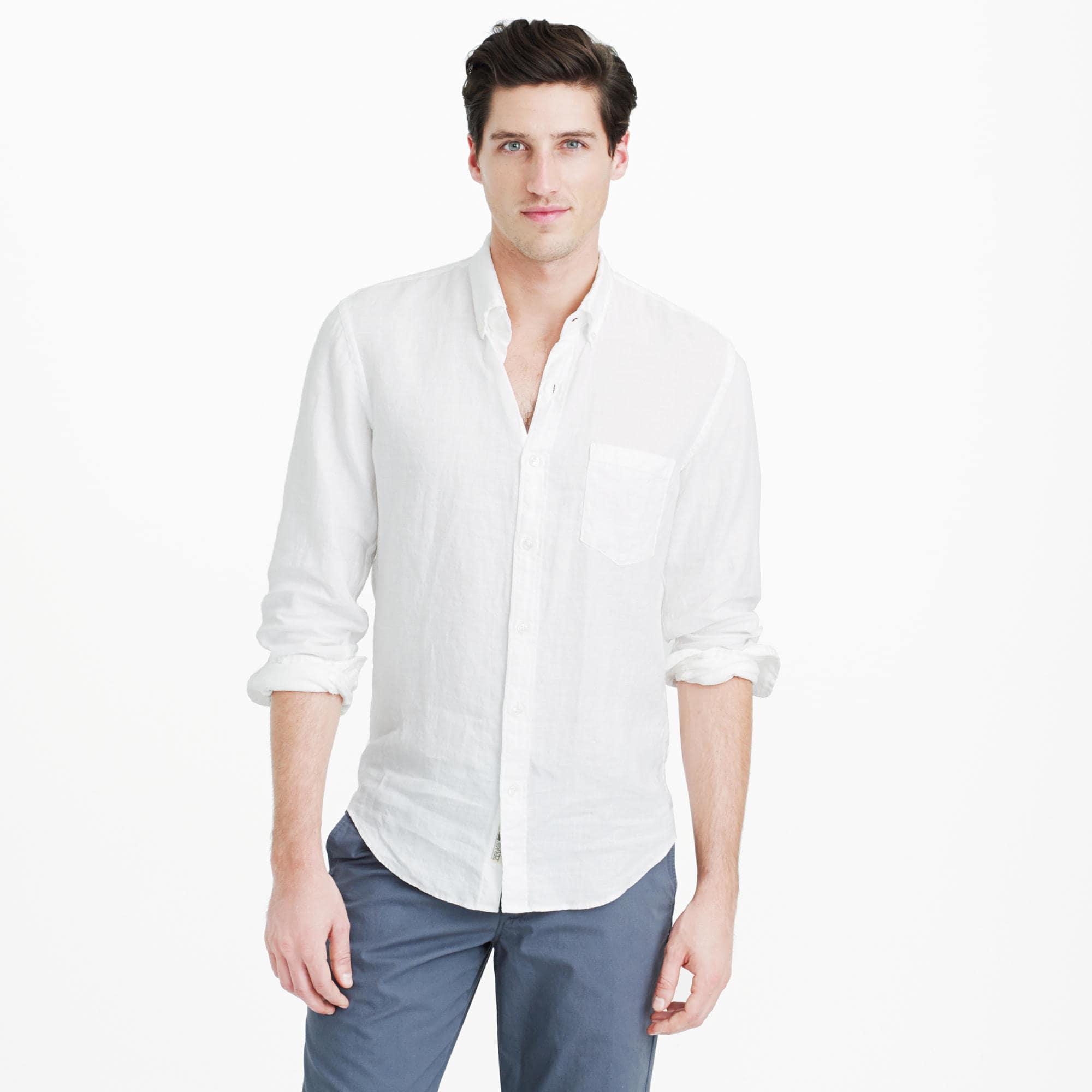 J.Crew Slim Irish Linen Shirt In Solid in White for Men - Lyst