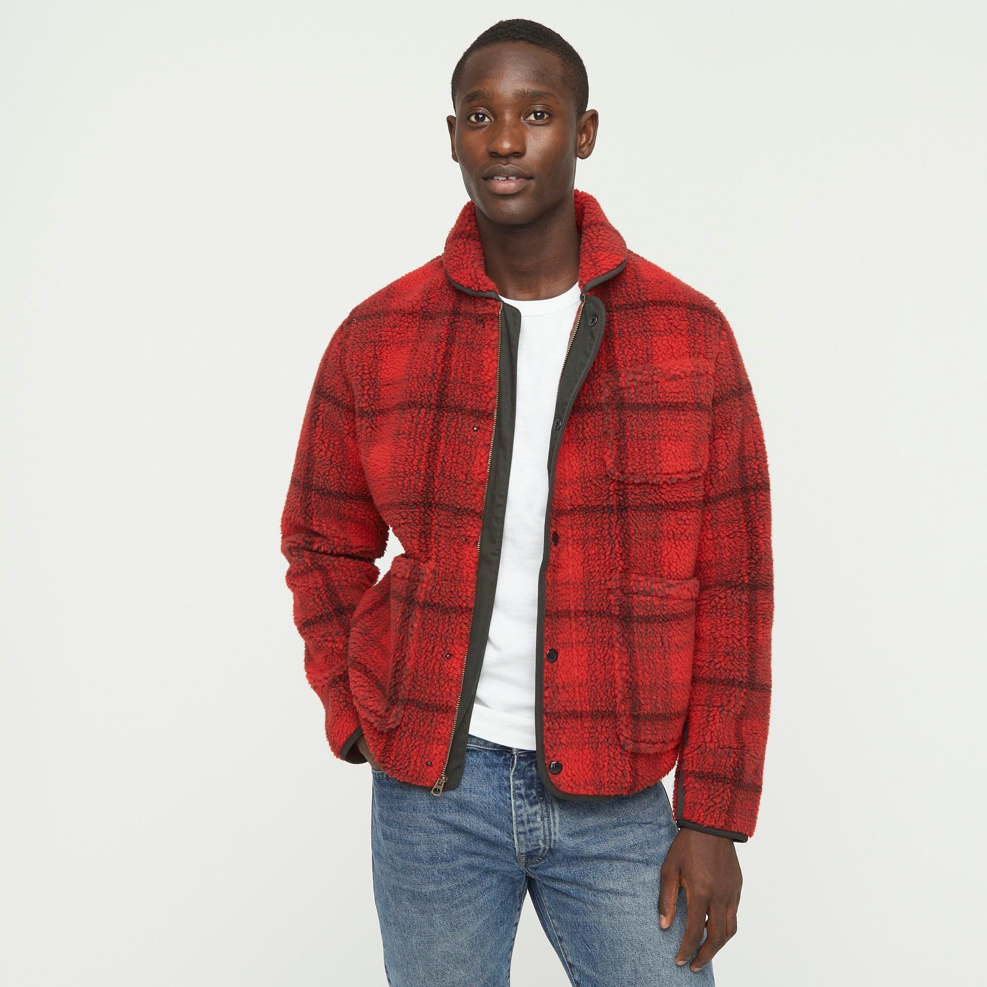 red plaid fleece jacket