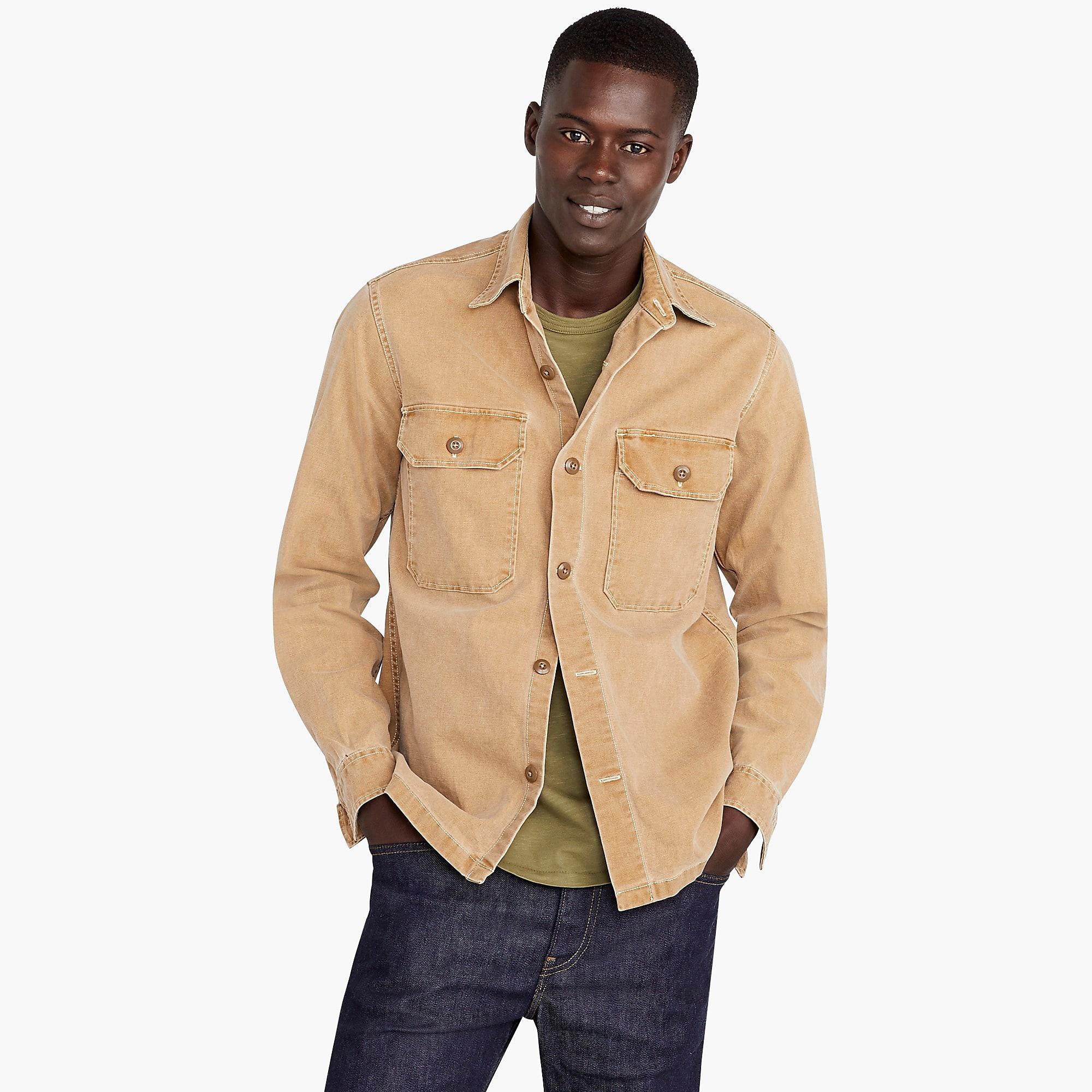 J Crew Wallace Barnes Shirt Jacket In Stretch Duck Canvas For