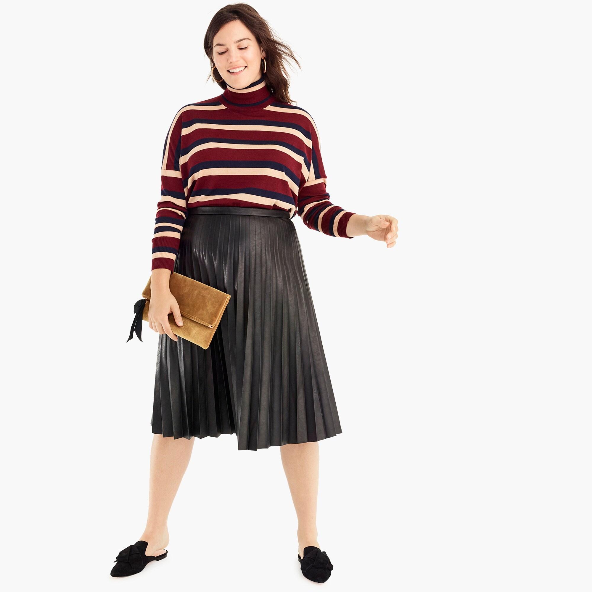 J.Crew Fauxleather Pleated Midi Skirt in Black Save 60 Lyst